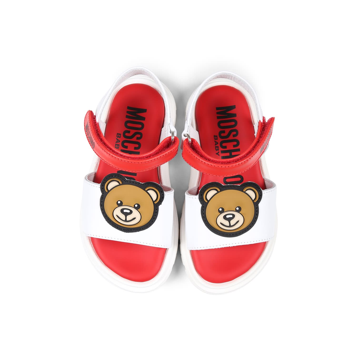 Moschino Red Sandals For Bab Girl And Girl In Multicolor