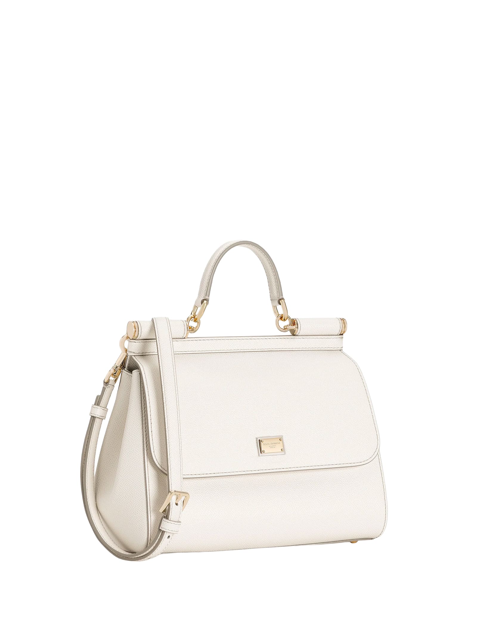 Dolce & Gabbana Medium Sicily Iguana-effect Shoulder Bag In White