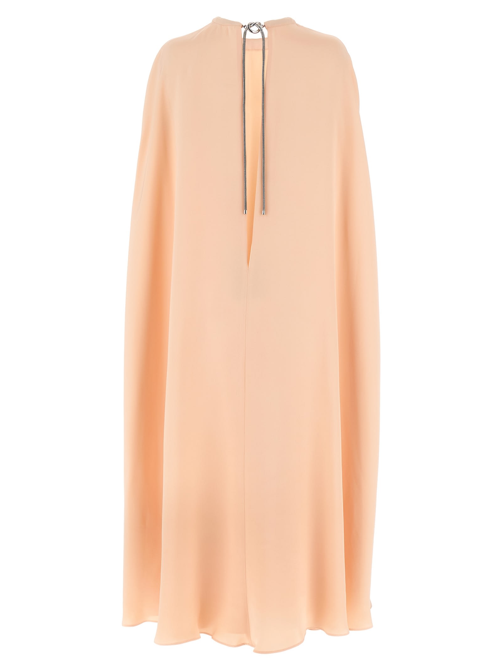 Max Mara Managua Silk Long Dress With Silk Cape And Metal Detail In Pink