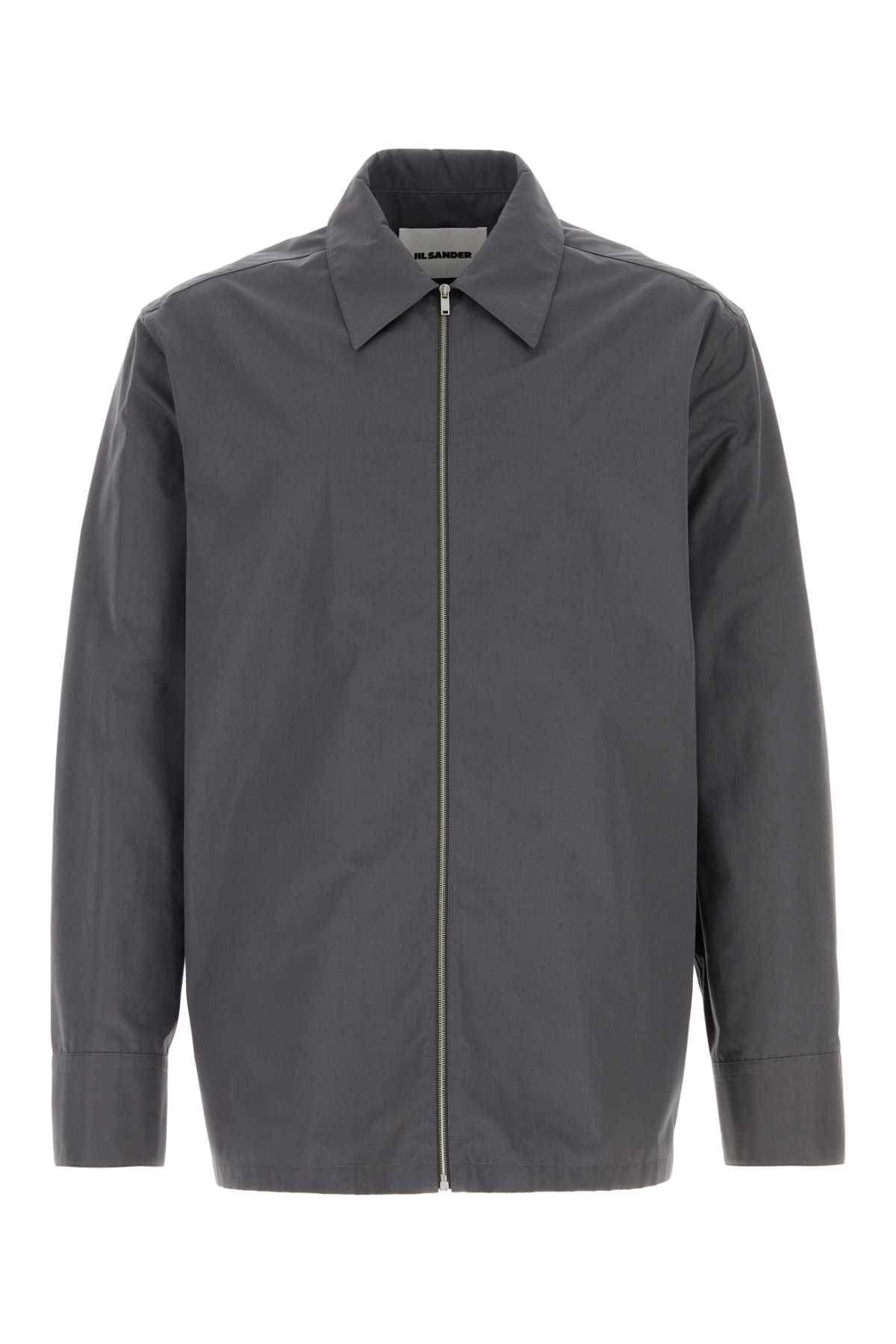 Jil Sander Poplin Shirt Collar Design Long Sleeves In Gray