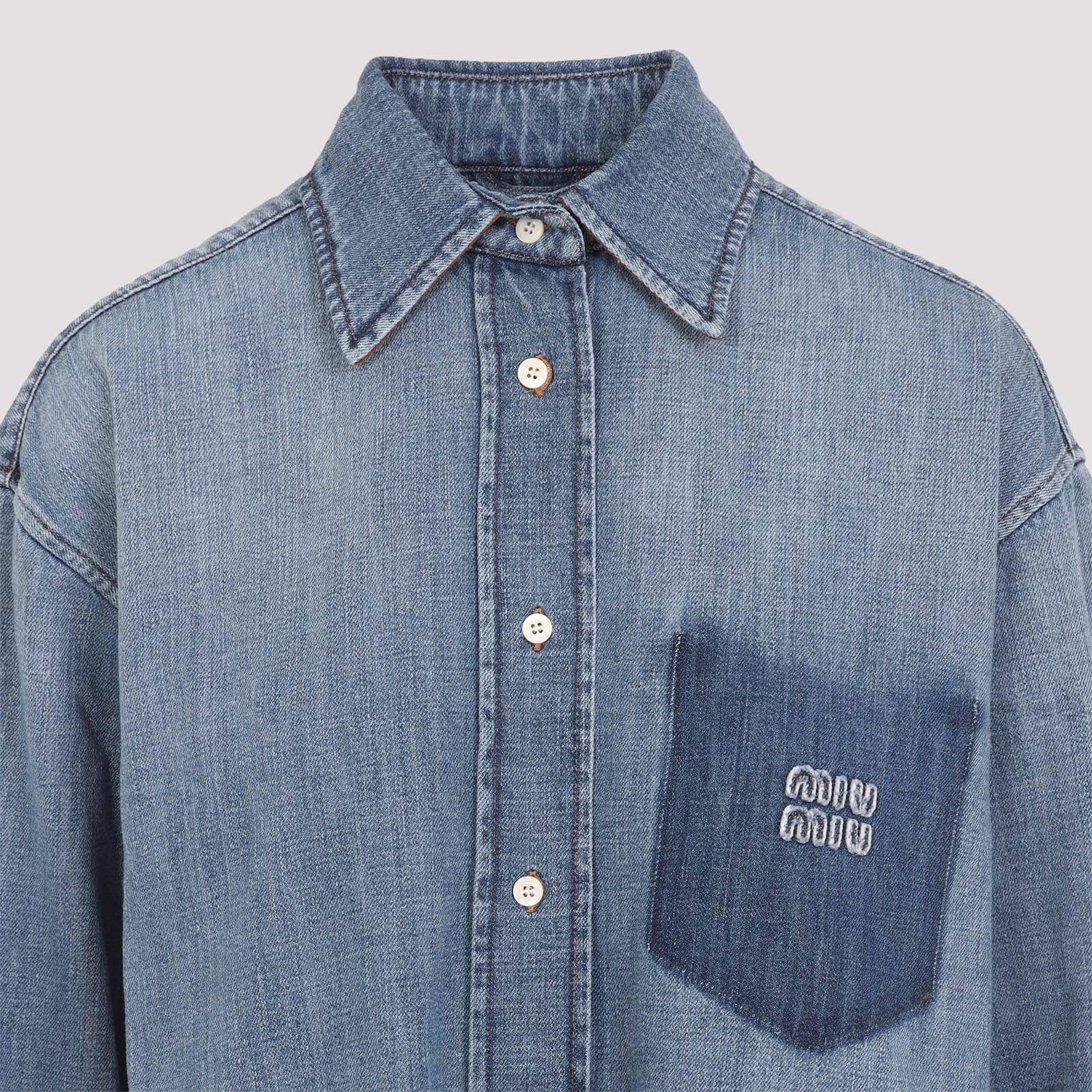 Miu Miu Denim Shirt In Blue