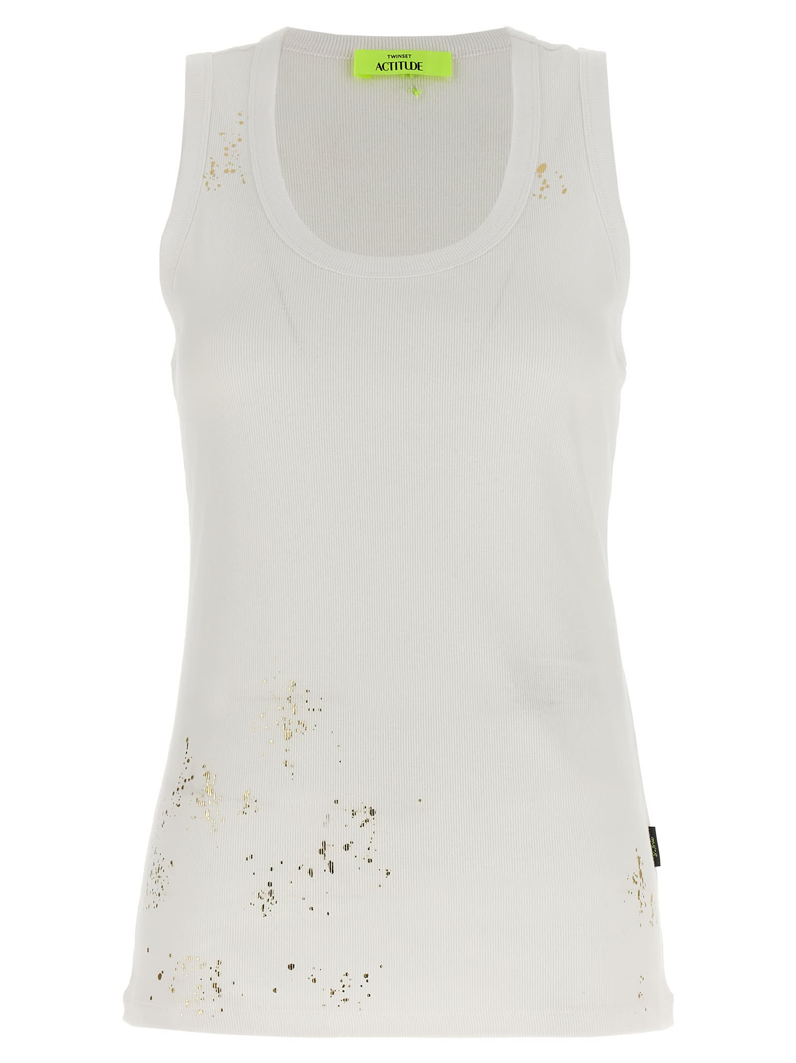 Shop Twinset Gold Detail Top In White