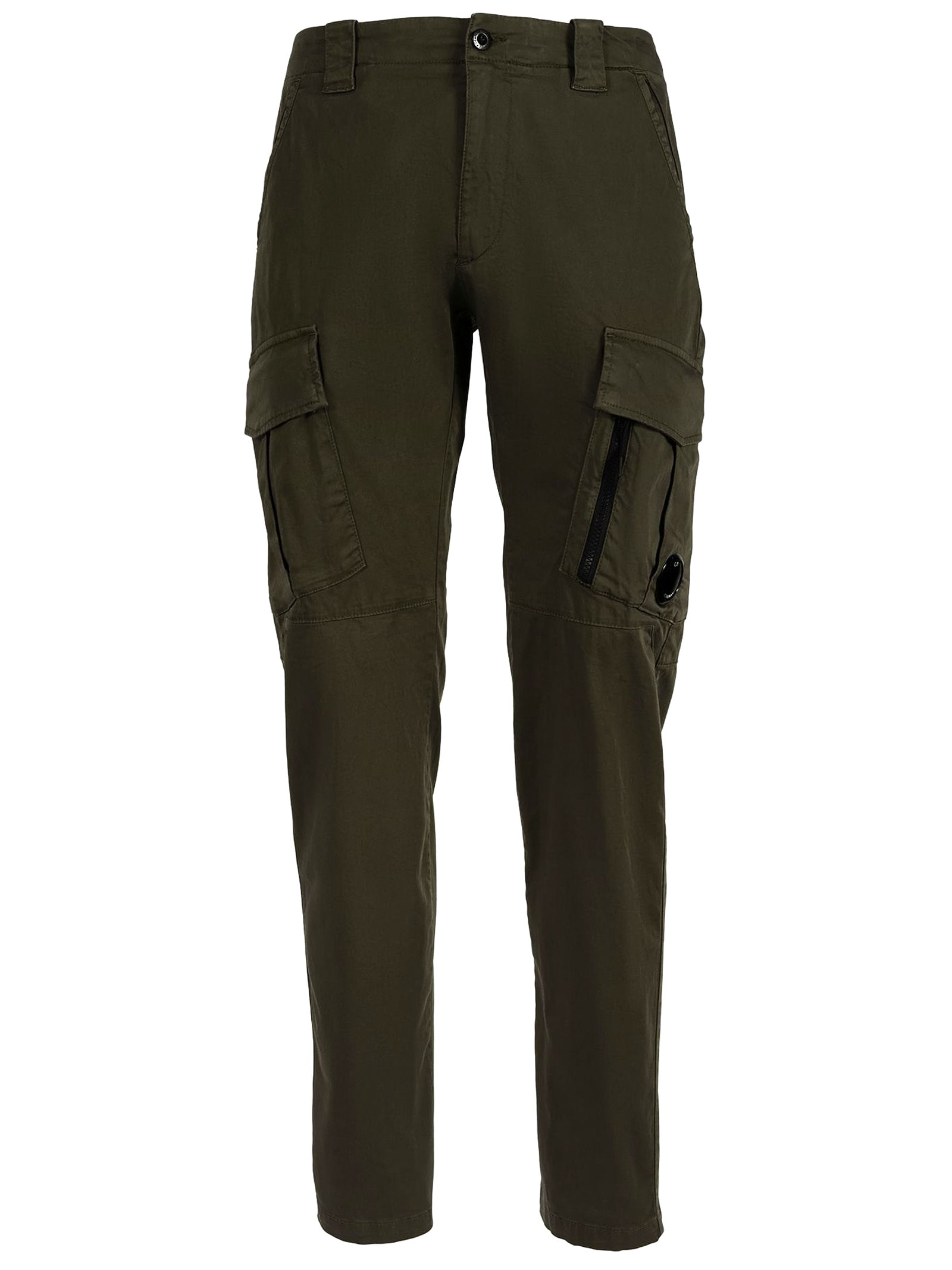 C.P. Company Green Stretch Sateen Regular Fit Cargo Pants