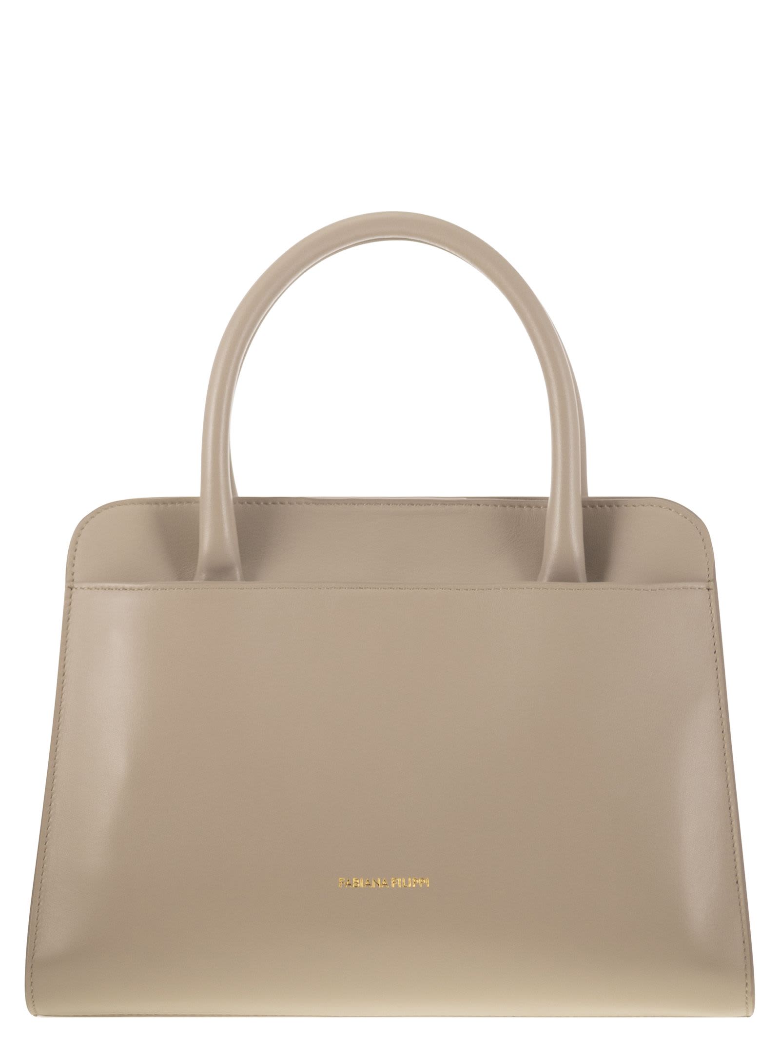 Fabiana Filippi Medium Handbag With Metal Accessory In Beige