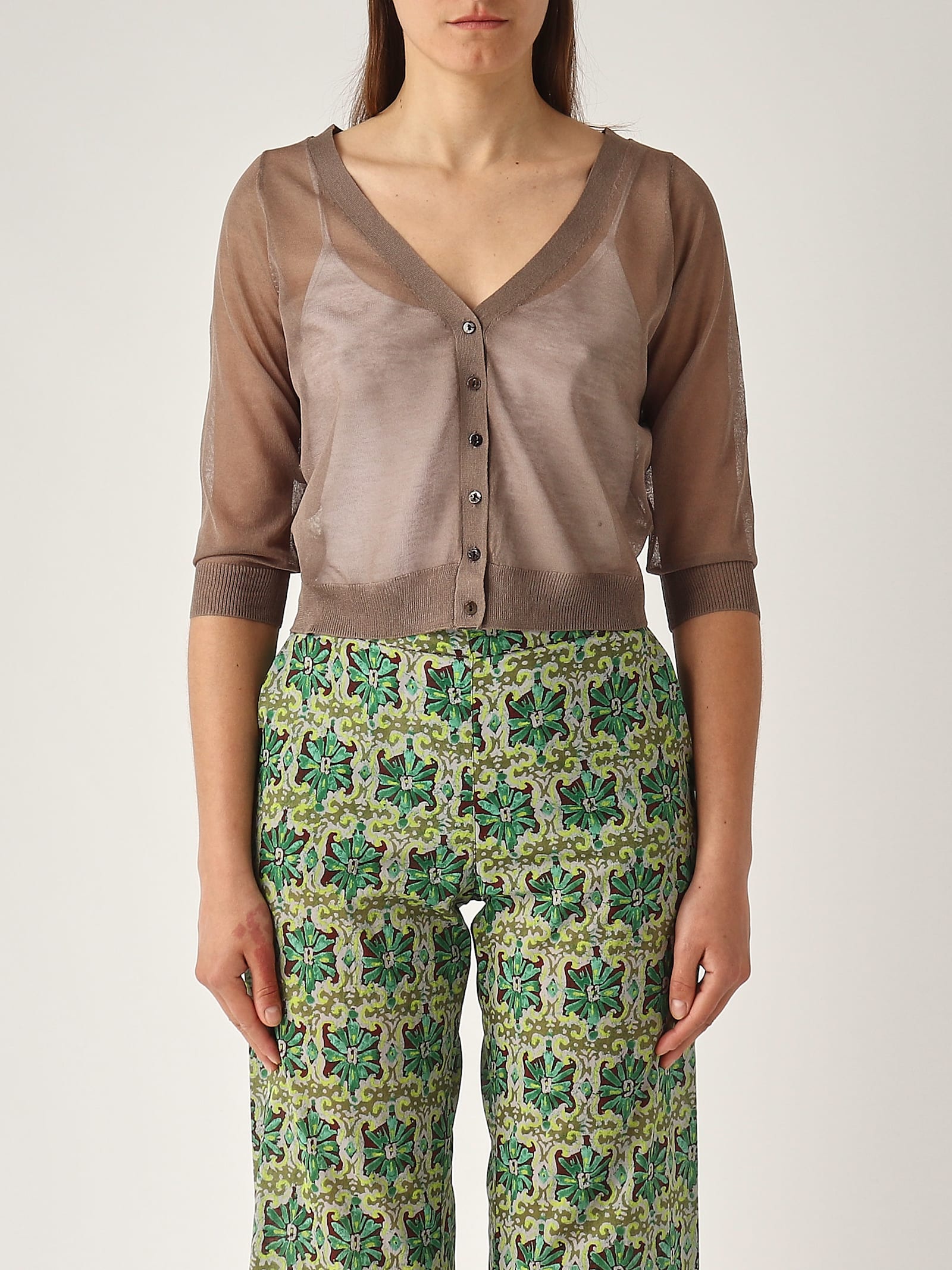 Maliparmi Cardigan Tulle Cardigan In Brown