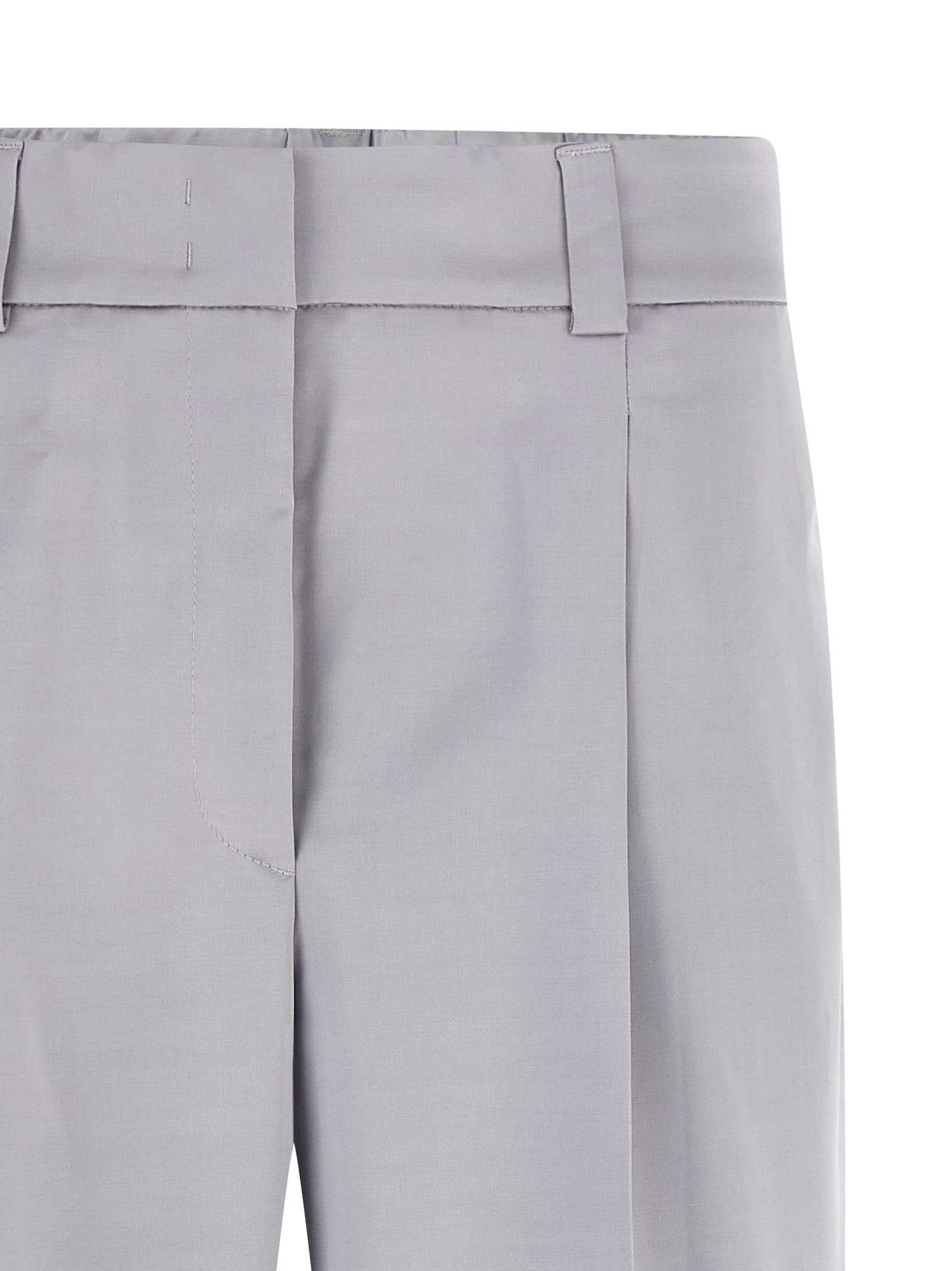 Peserico Pleated-front Satin Trousers In Gray