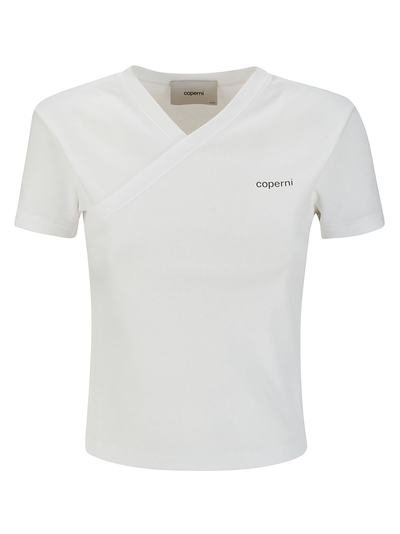 Shop Coperni V Neck Line T-shirt In Optic White