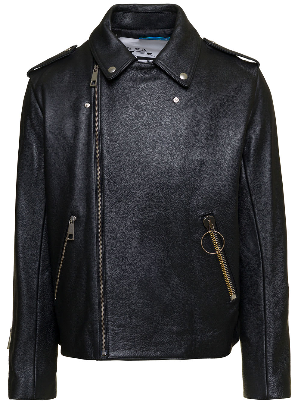 Shop Apc Morgan Black Biker Jacket With Zip In Leather Man