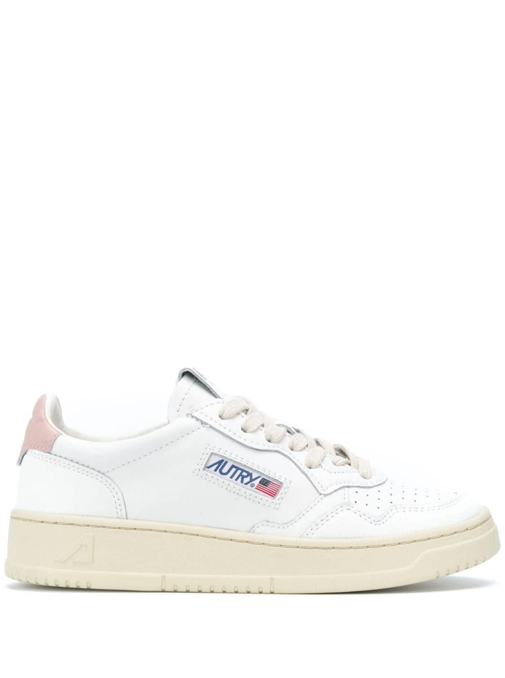 Shop Autry Medalist White Low Top Sneakers With Contrasting Heel Tab In Leather Woman