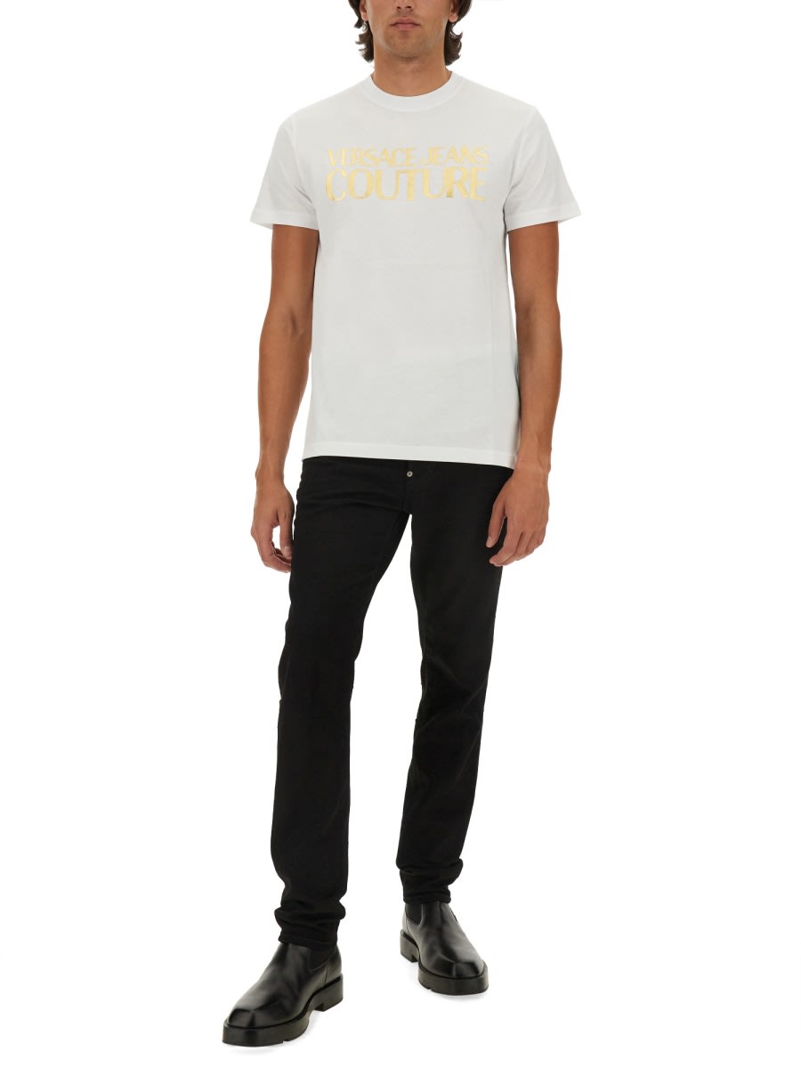 Shop Versace Jeans Couture T-shirt With Logo In White