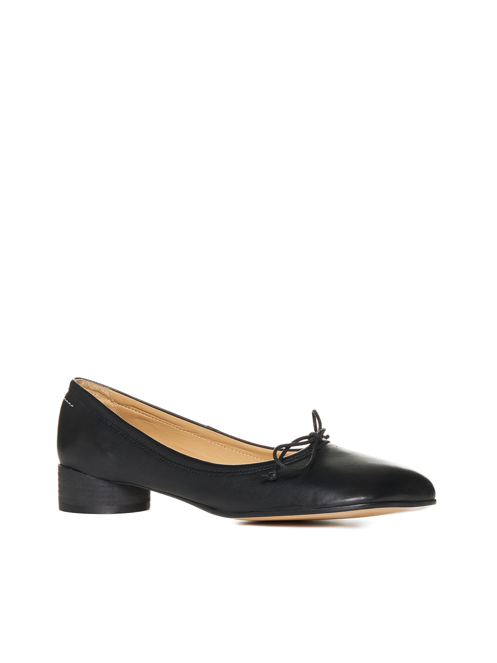 Shop Mm6 Maison Margiela Leather Ballerina In Black