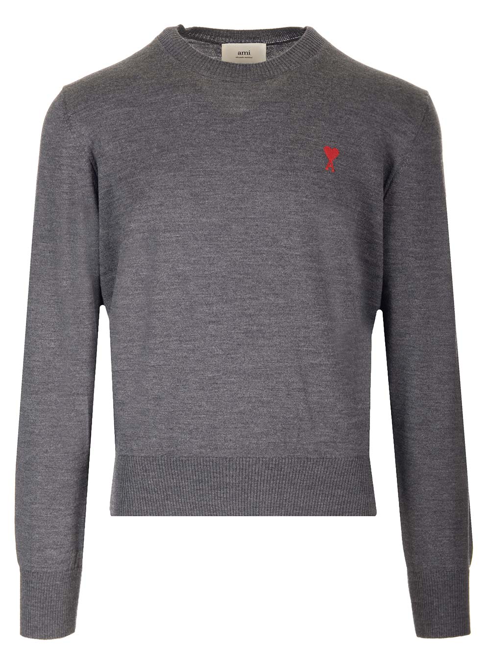 Shop Ami Alexandre Mattiussi Grey Ami De Coeur Sweater