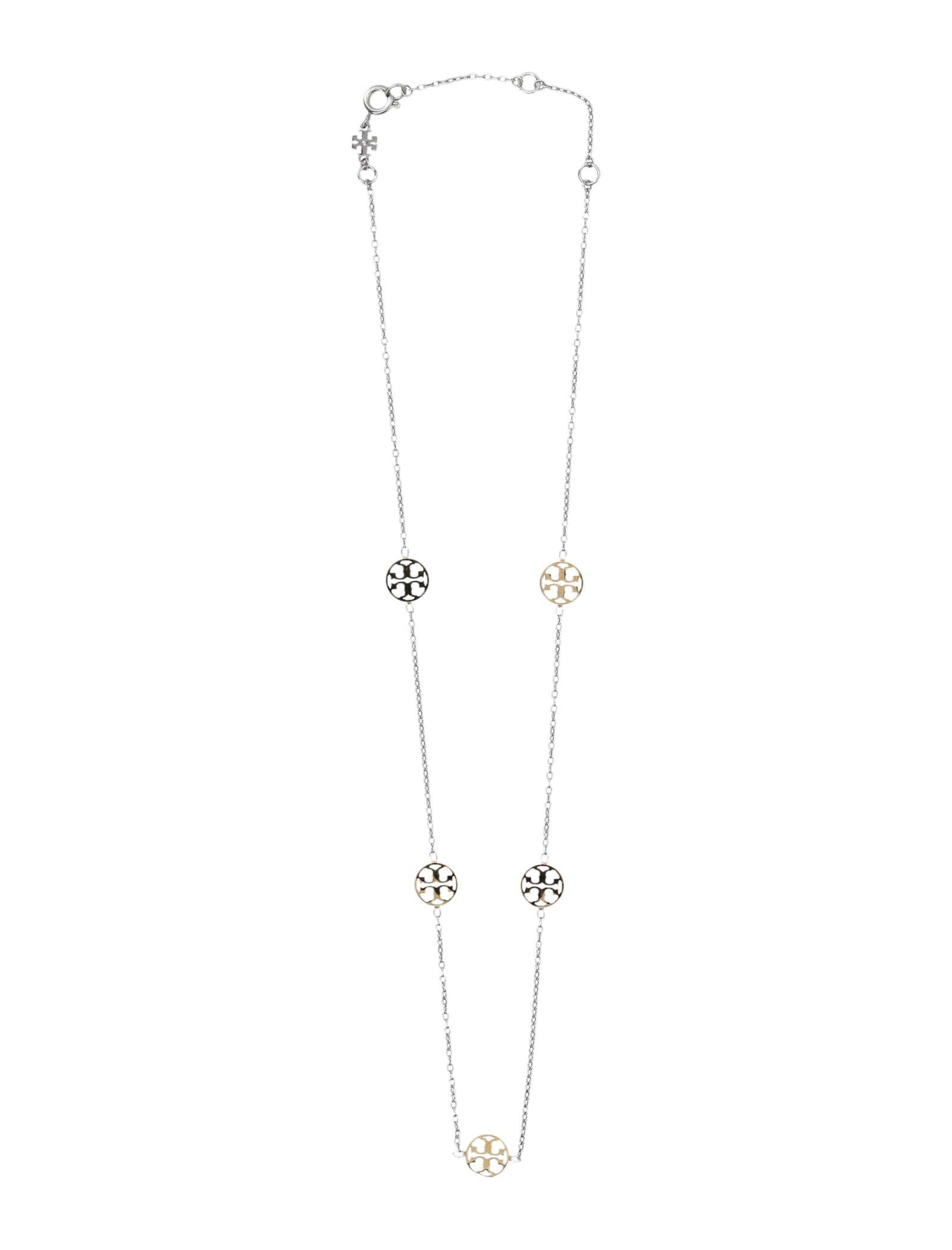 Shop Tory Burch Miller Necklace In Tory Silver / Tory Gold