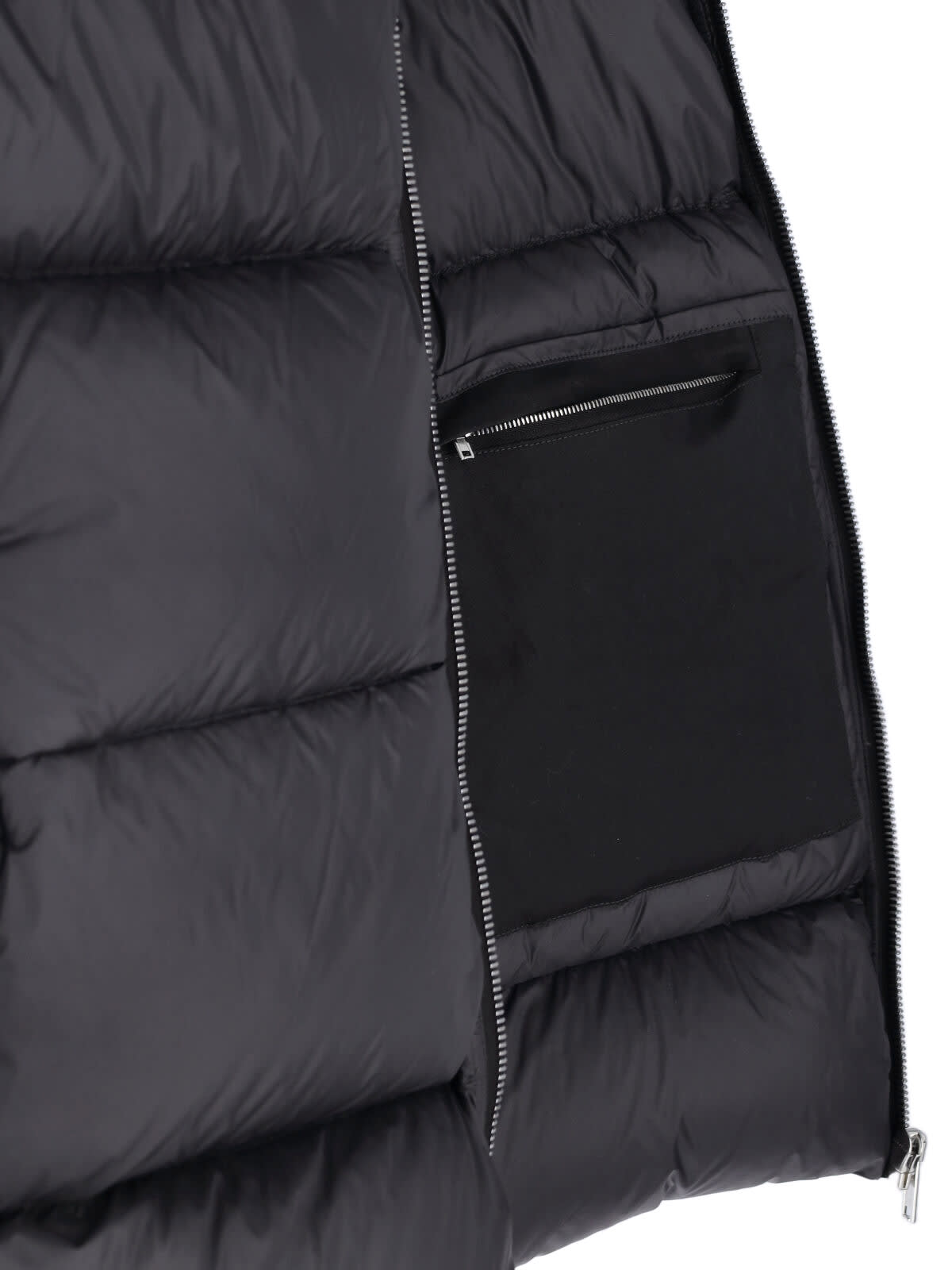 Rick Owens Long Down Jacket Turtle In Black