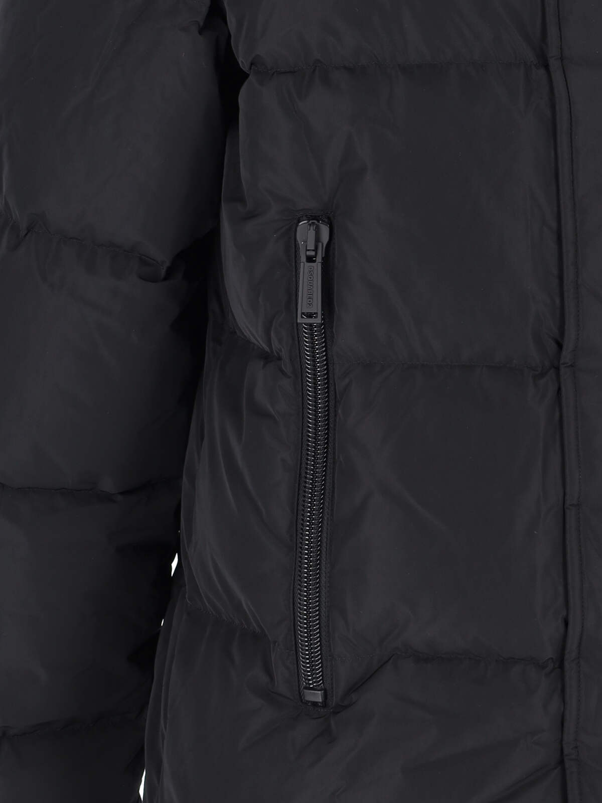 Shop Dsquared2 Camo Crop Puffer Jacket In Black