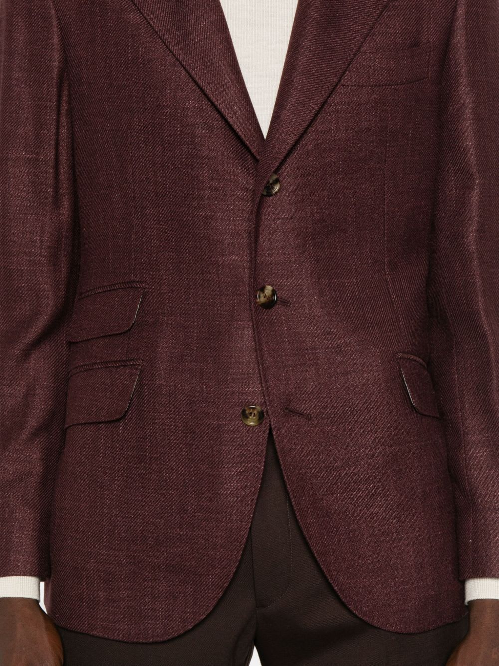 Brunello Cucinelli Tailored Single-breasted Jacket Lapel In Burgundy
