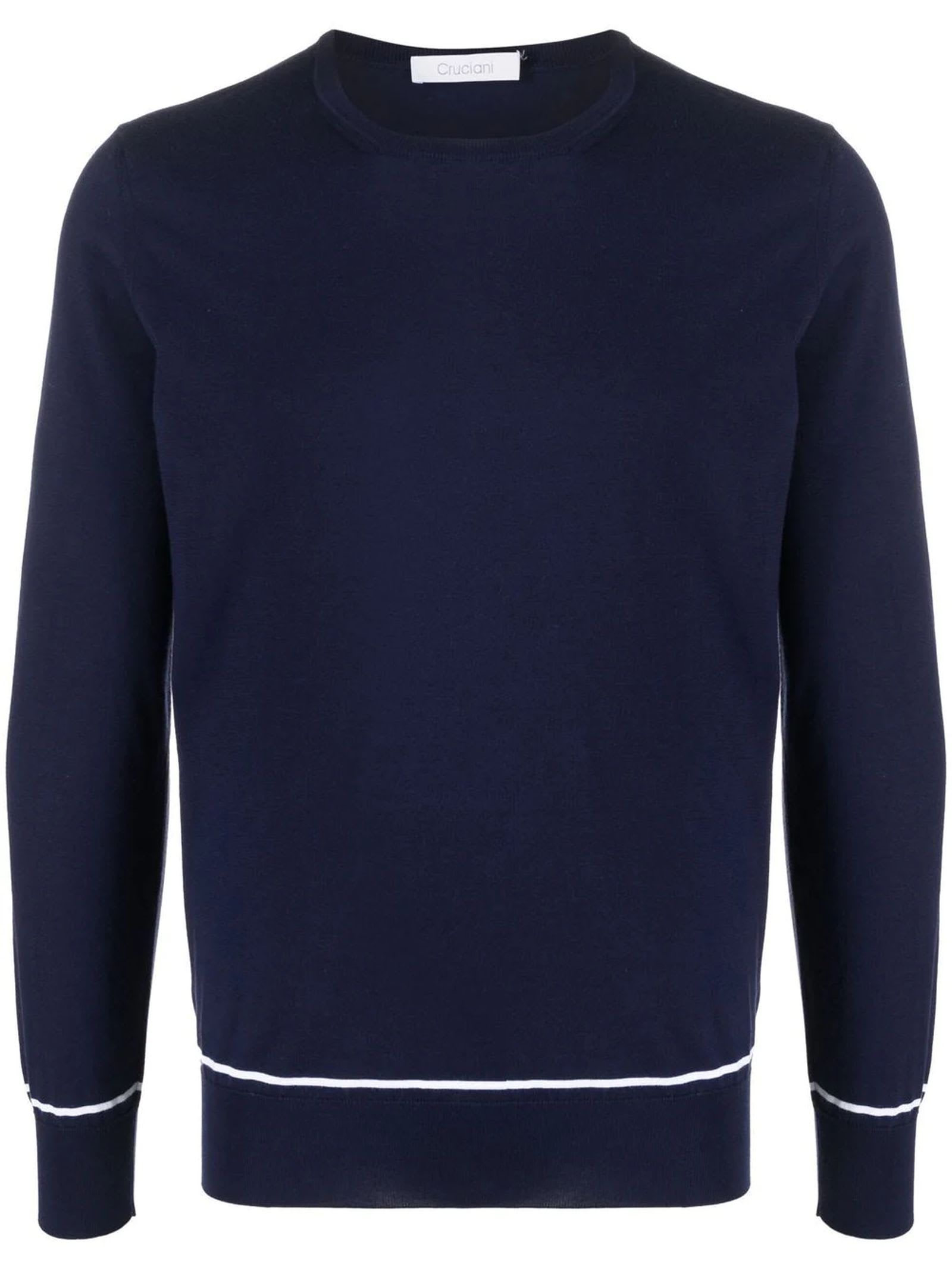 Cruciani Blue Cotton Crewneck Sweater