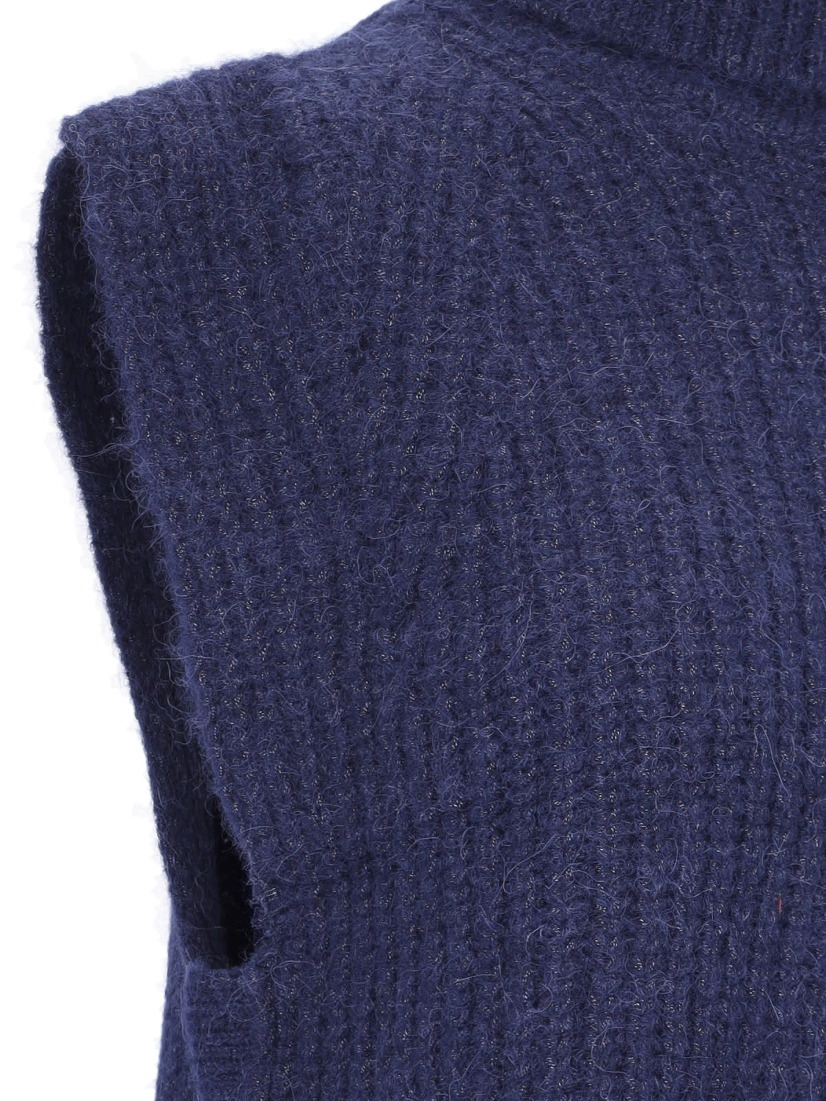 Isabel Marant Étoile High Neck Sleeveless Knitwear With Ribbed Texture In Blue