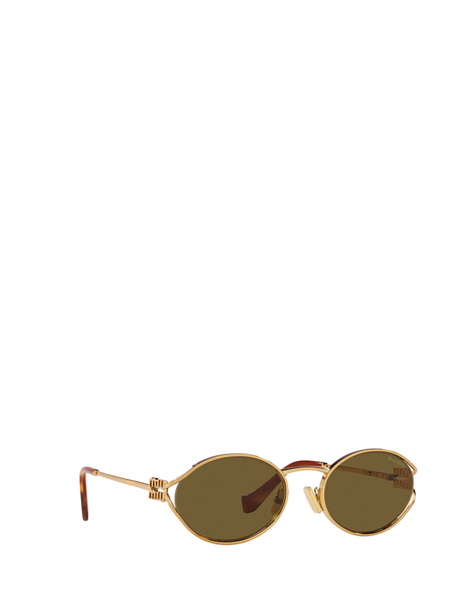 Miu Miu Womens Gold Mu 52ys Round-frame Tinted-lens Metal Sunglasses In Green