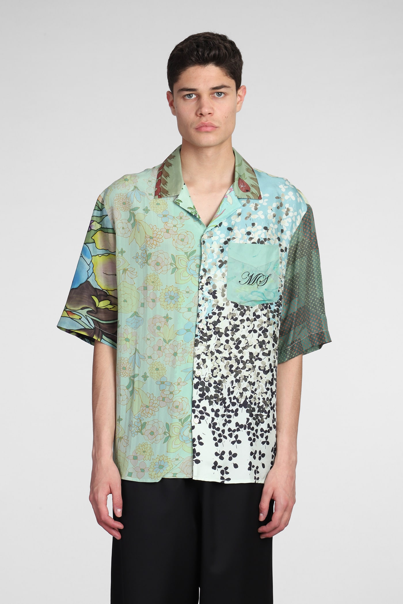 MARINE SERRE SHIRT IN GREEN SILK