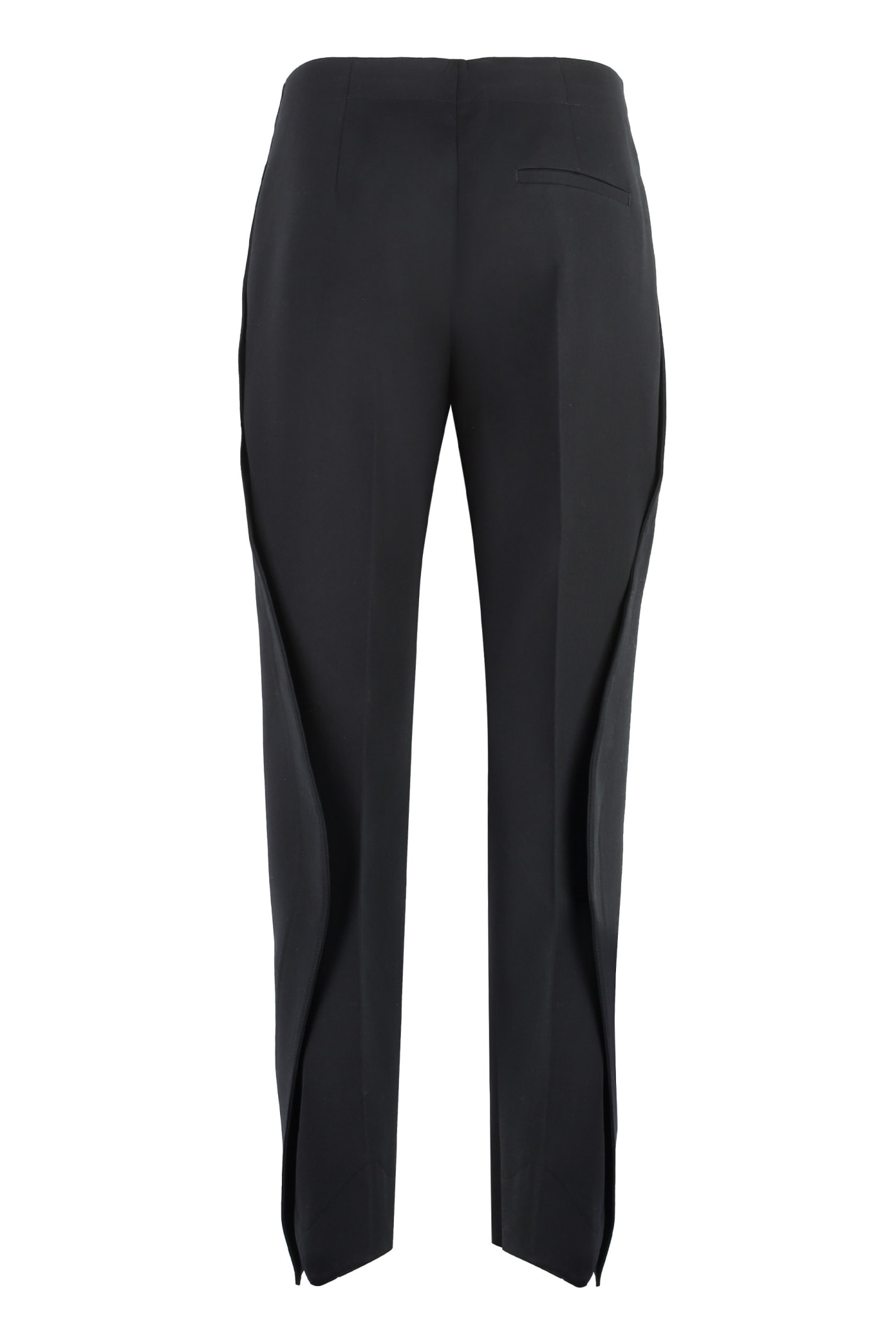 Bottega Veneta Curved Shape Compact Wool Pants In Black