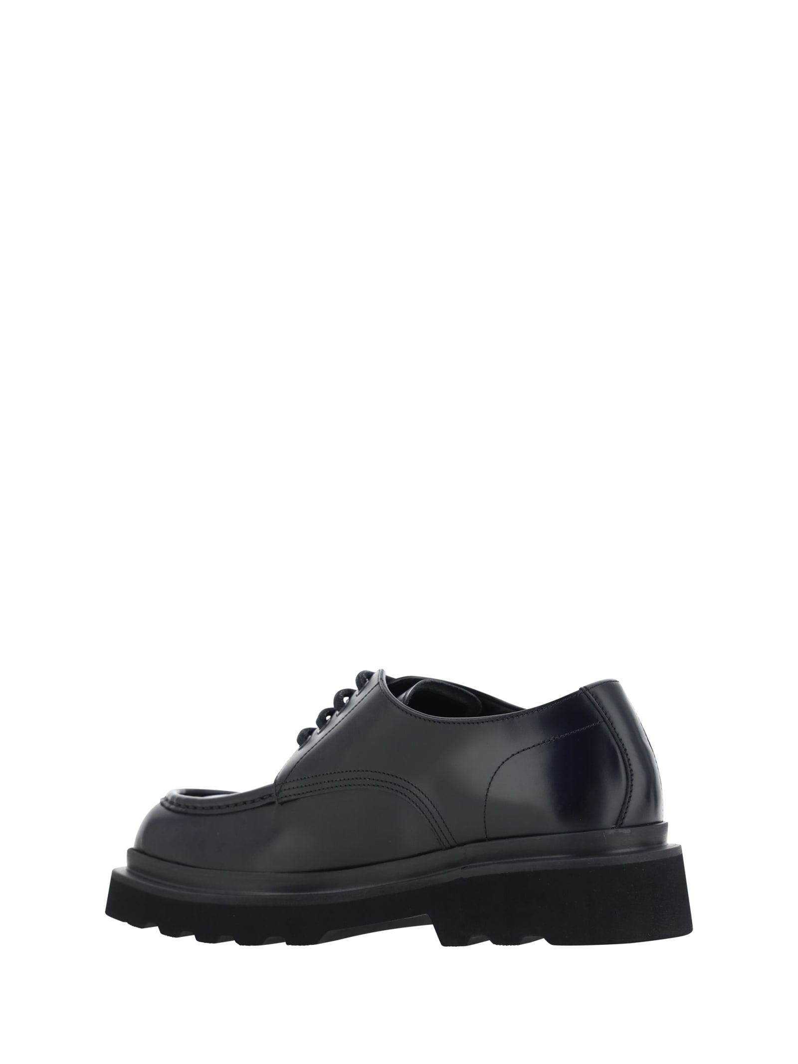 Dolce & Gabbana Square-toe Leather Derby Shoes In Nero