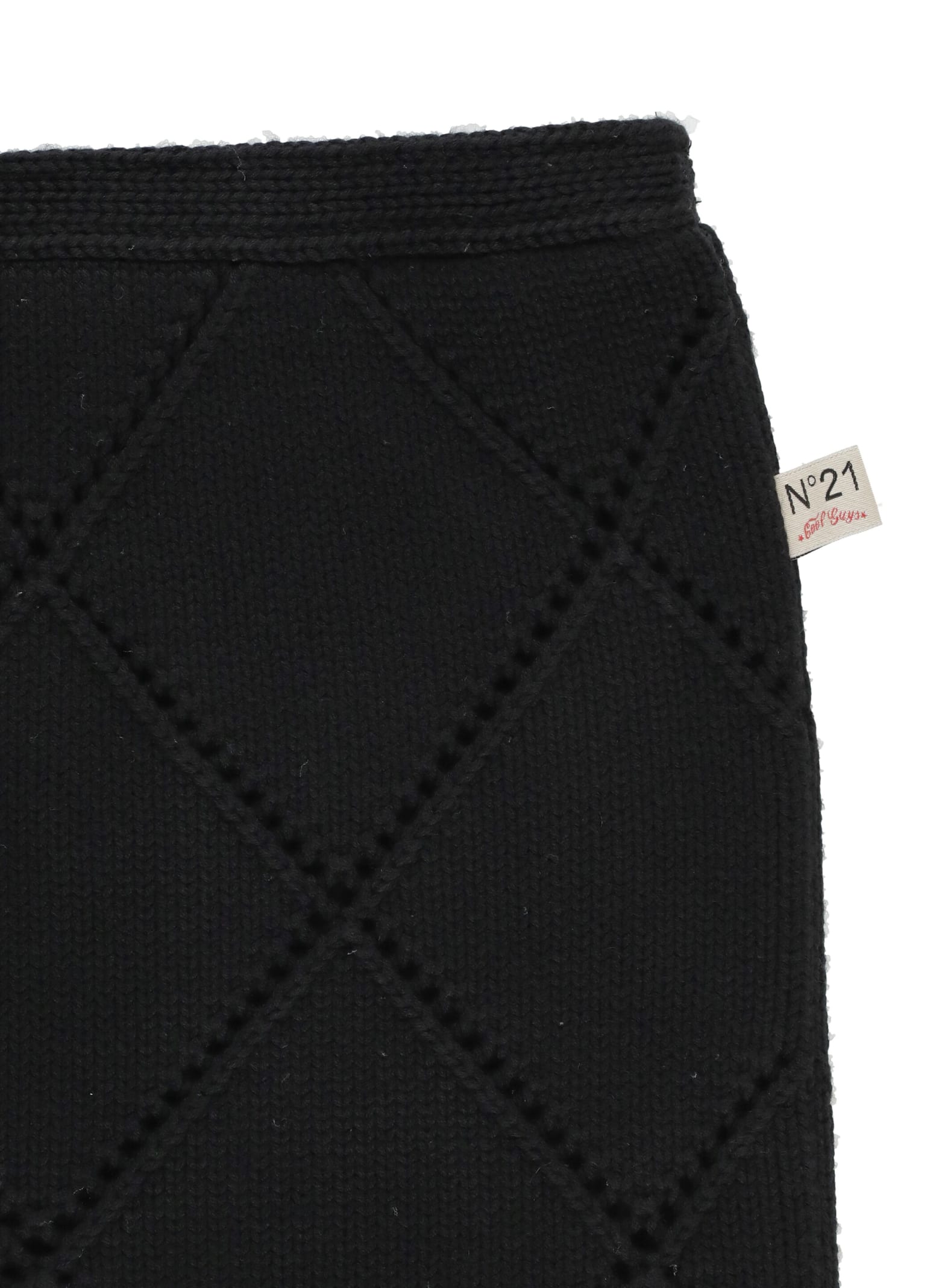 Shop N°21 Wool And Cotton Skirt In Black