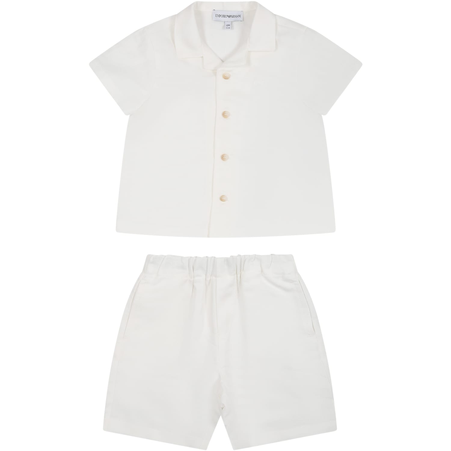 Armani Collezioni White Suit For Baby Boy With Iconic Eagle