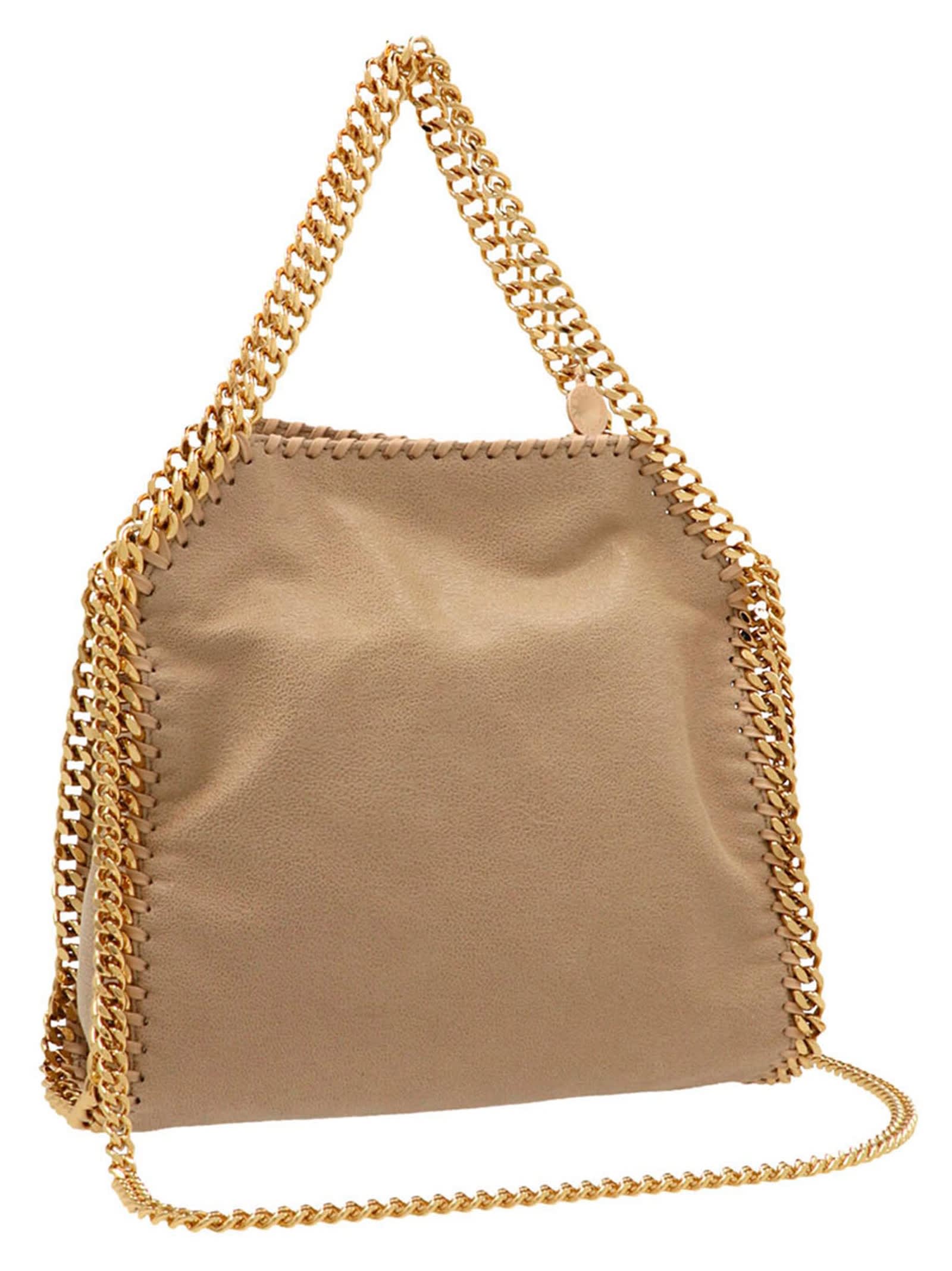 Shop Stella Mccartney Falabella Mini Shoulder Bag In Beige