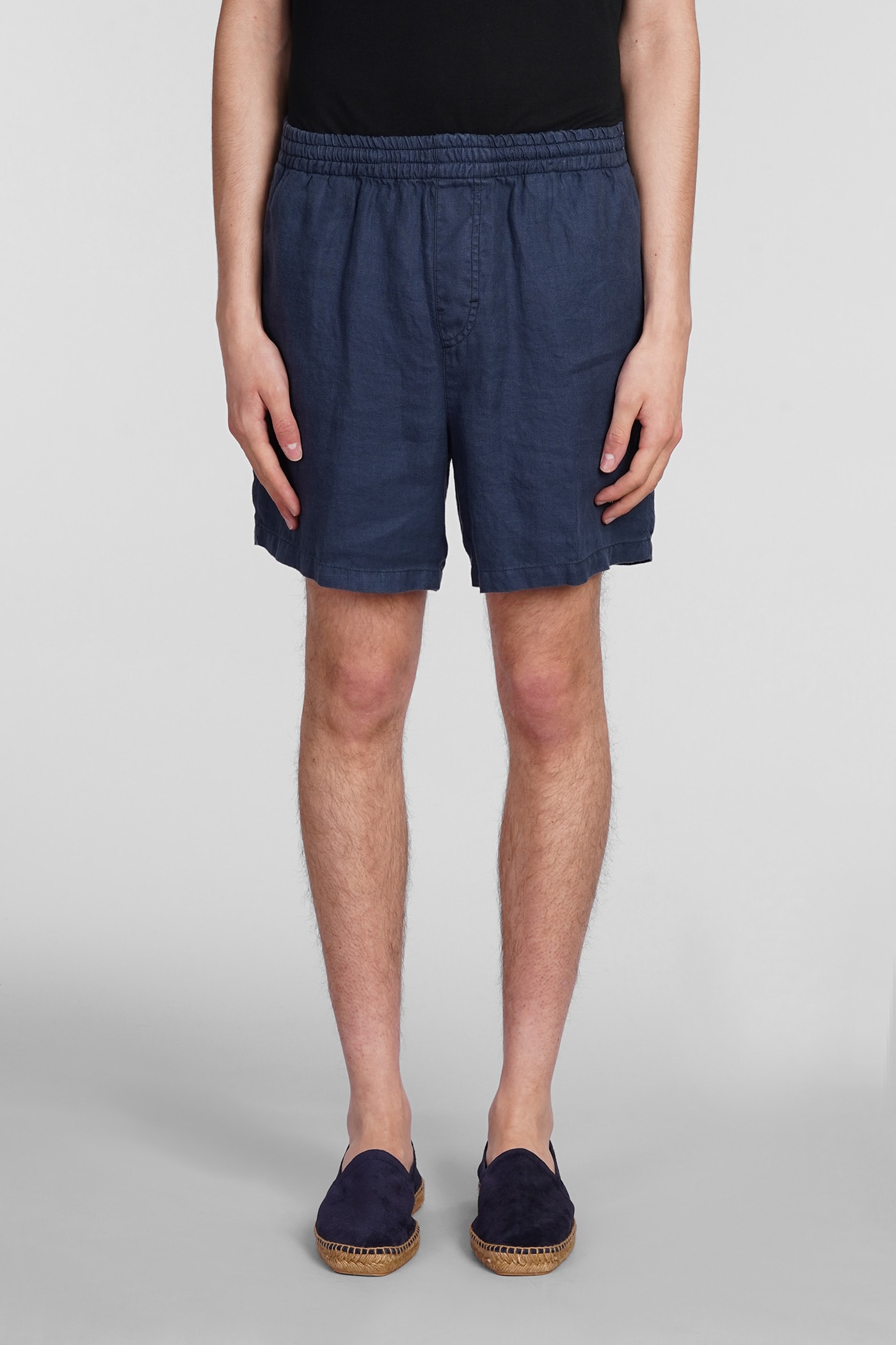 Shop Aspesi Bermuda Roque Shorts In Blue Chanvre In Navy