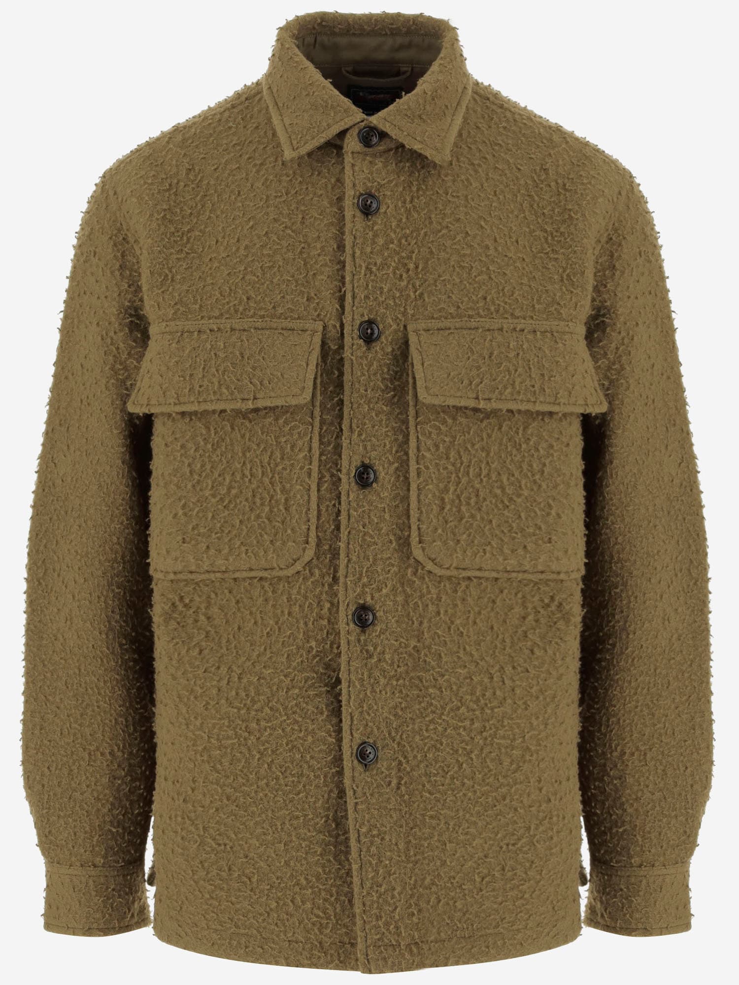 Woolrich Wool Blend Overshirt In Green