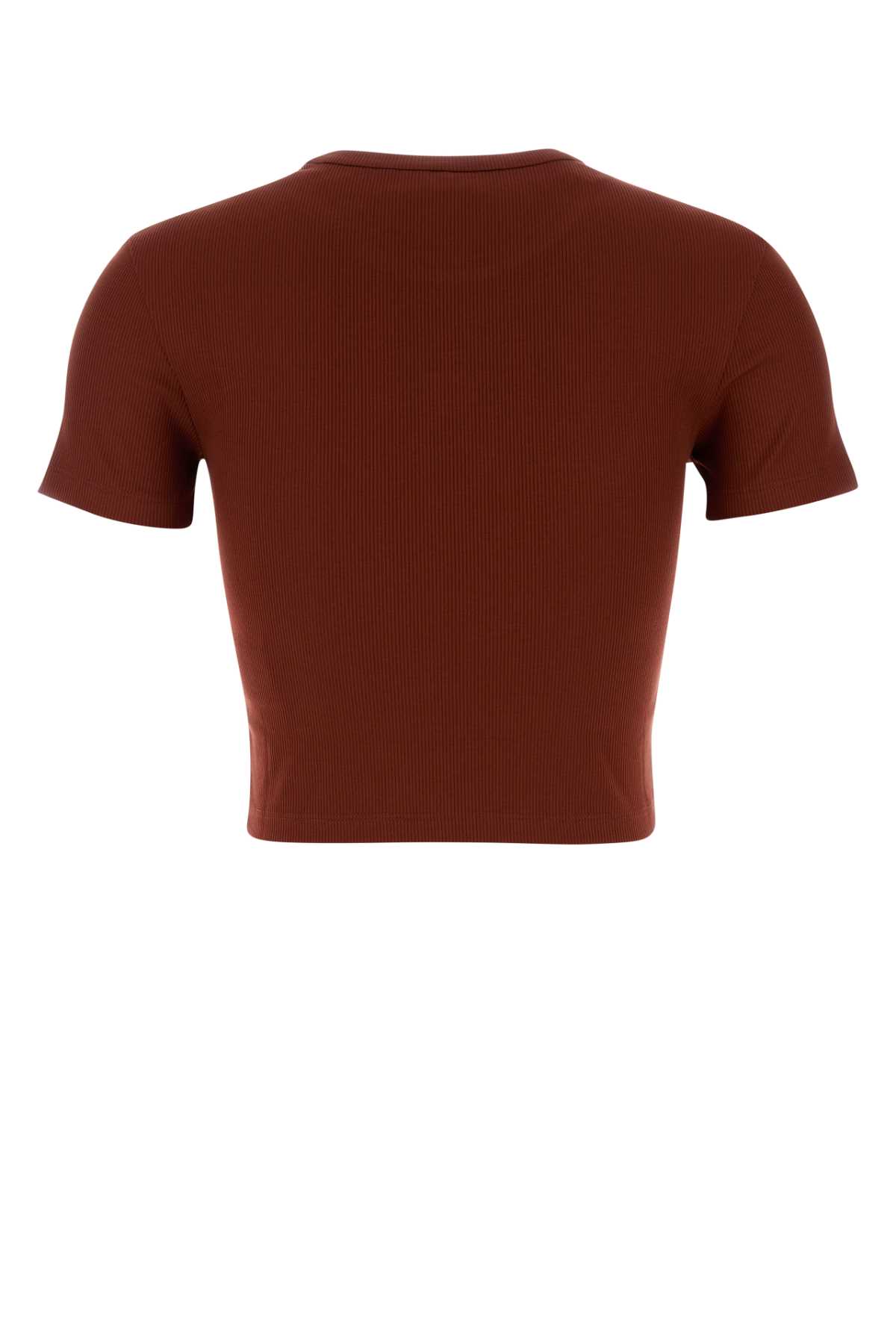 Fendi Embroidered Logo Short Sleeve Top In Brown