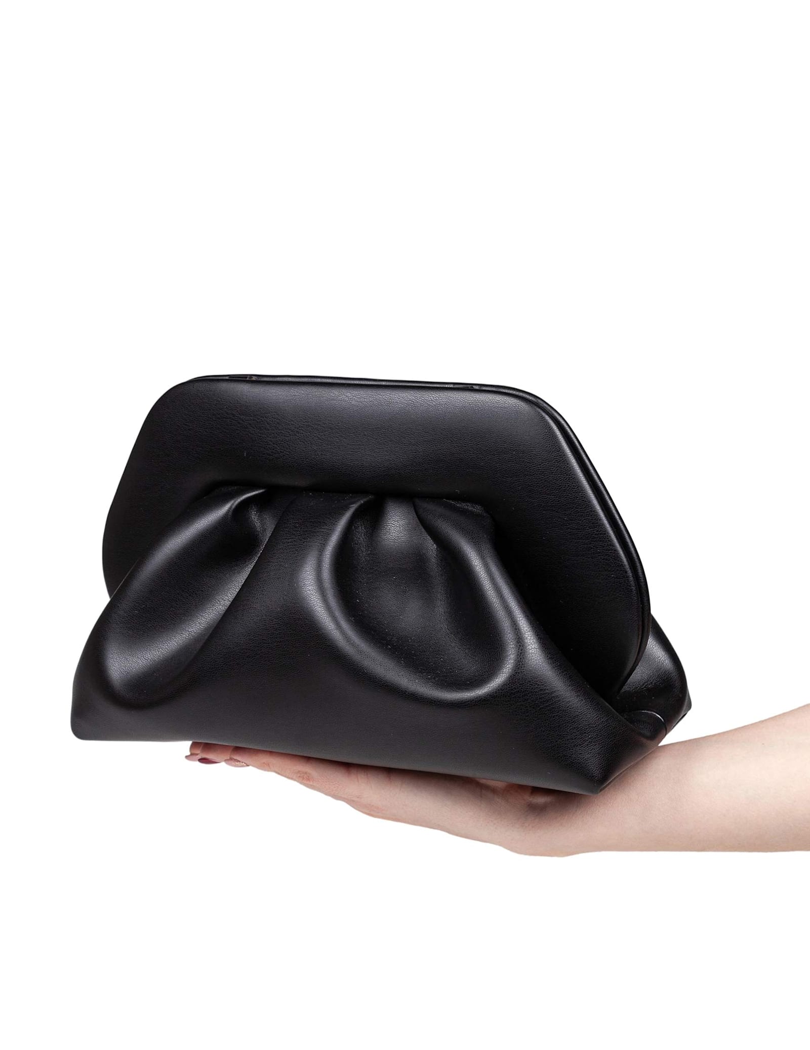 Themoirè Vegan Fabric Clutch Bag Color Black In Black