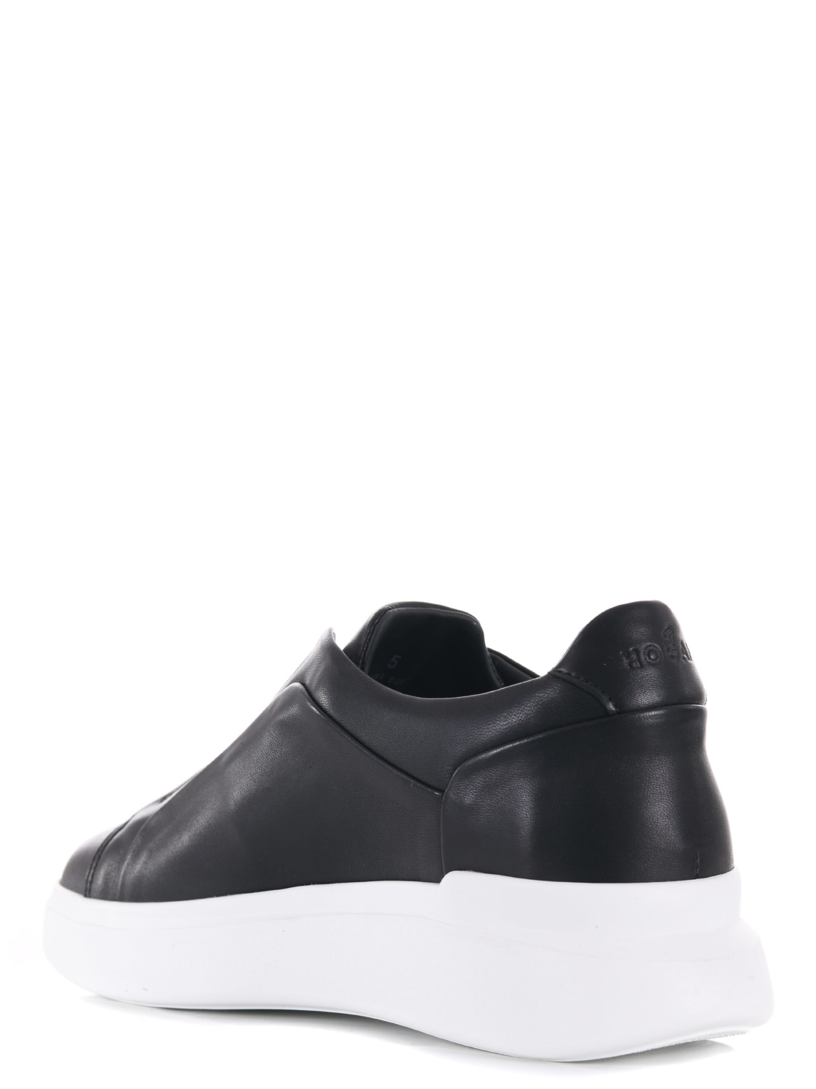 Shop Hogan Slip-on Sneakers In Leather In Nero