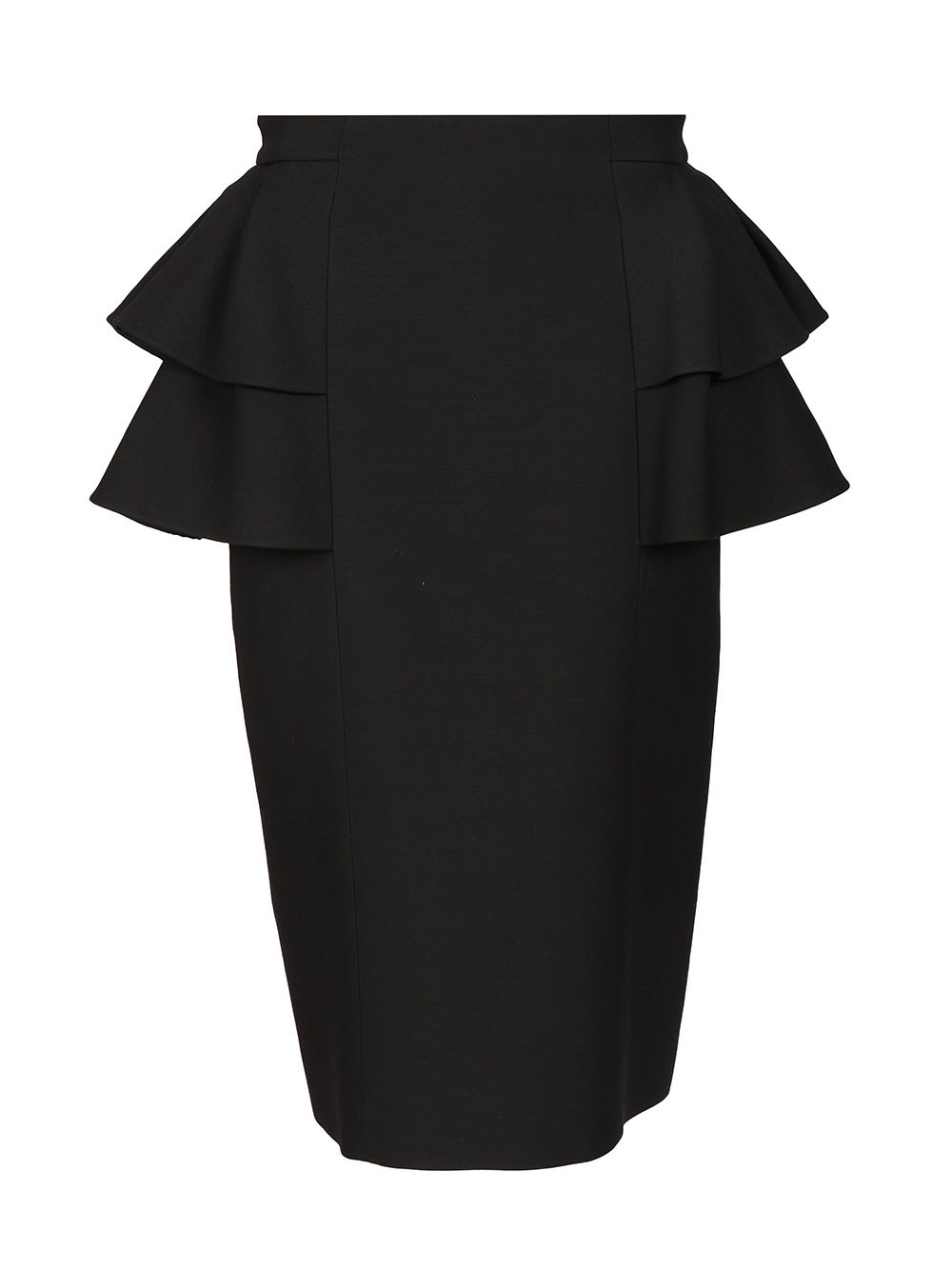 Valentino Black Skirt With Ruffles On The Sides In Black