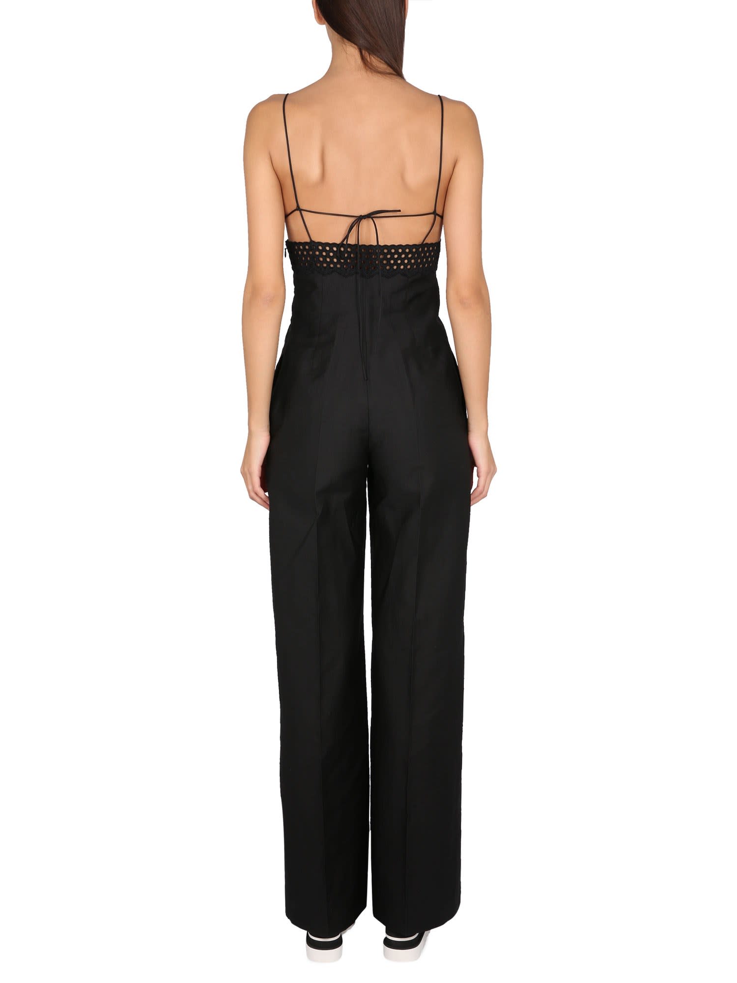 Stella Mccartney Broderie Anglais Flared-leg Jumpsuit In Black