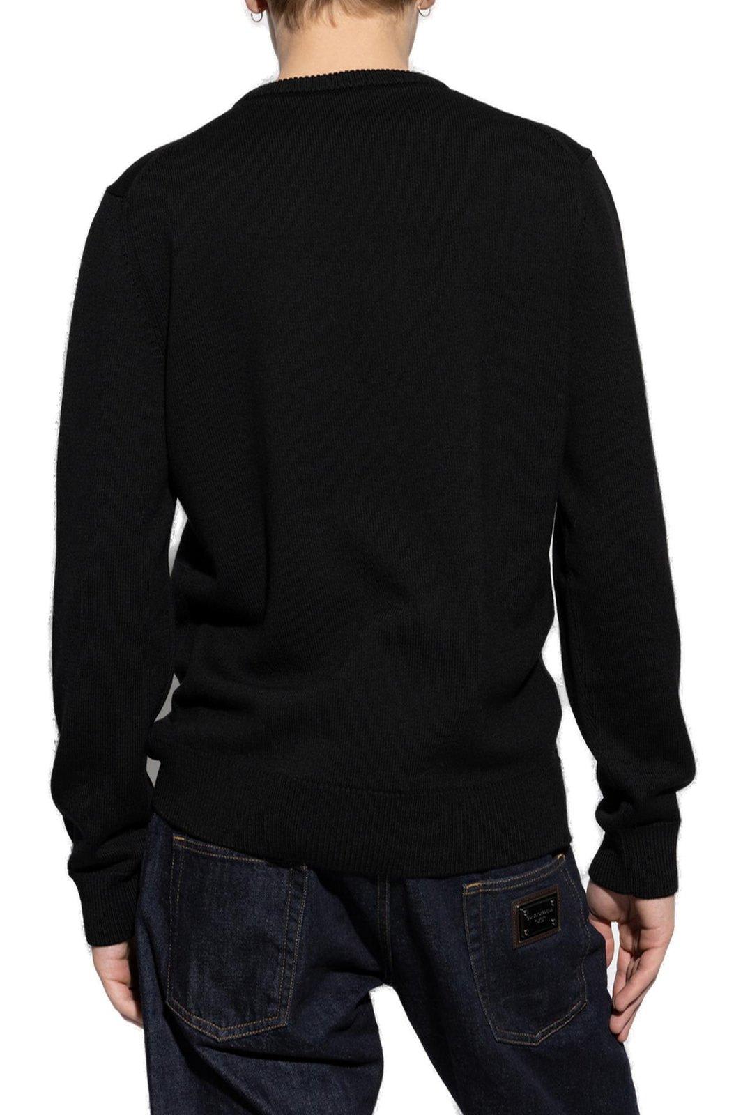 Shop Dolce & Gabbana Dg Logo Detailed Crewneck Jumper In Black