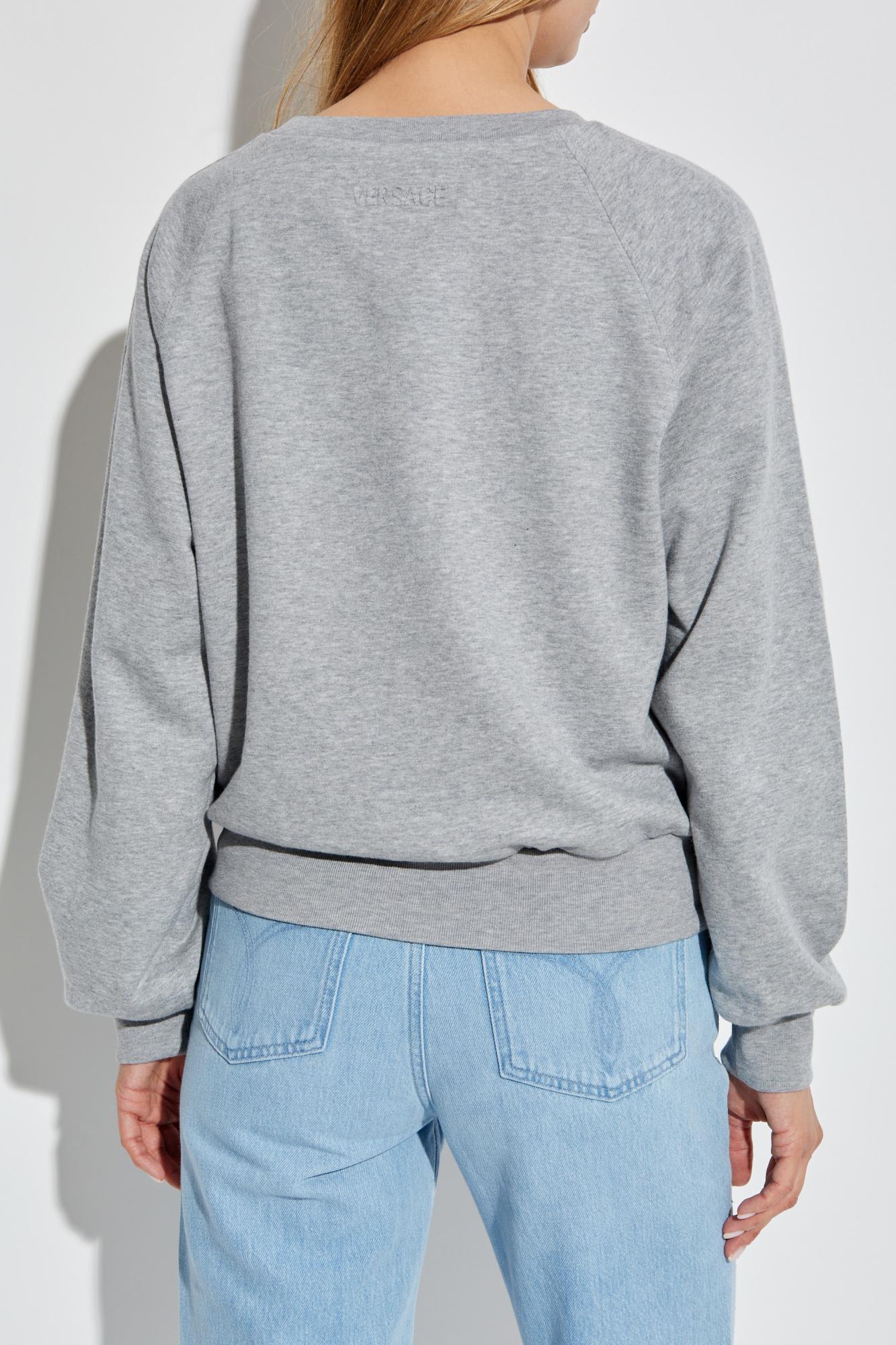 Versace Sweatshirt With Decorative Safety Pins In Gray