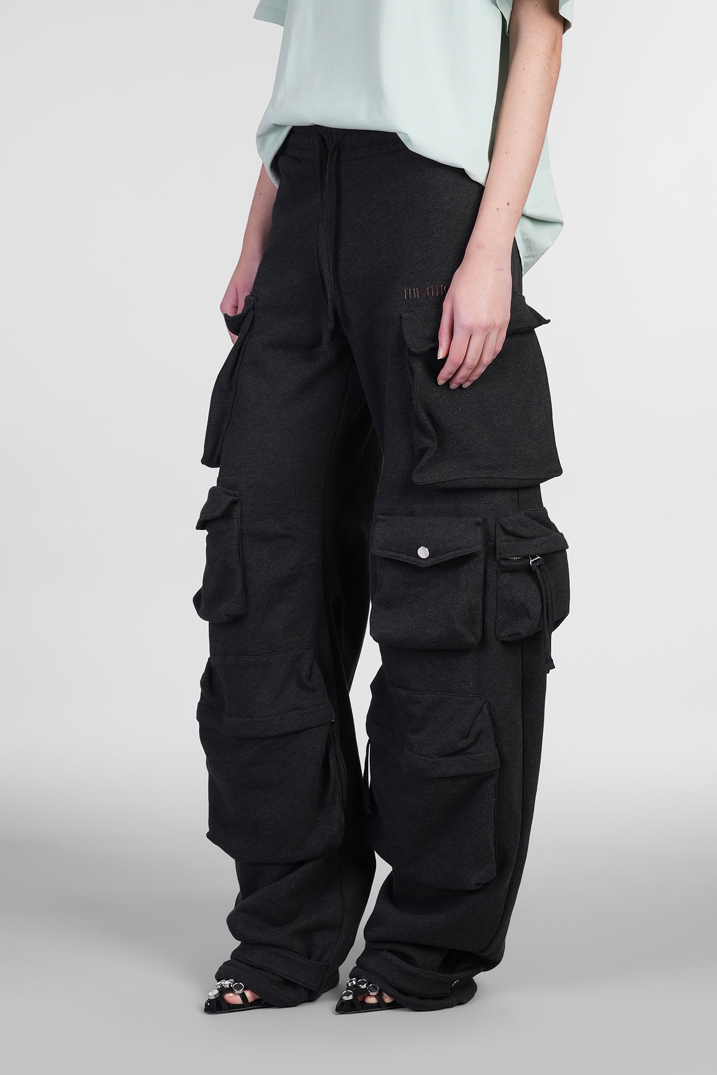 Attico Pants In Black Cotton In Black