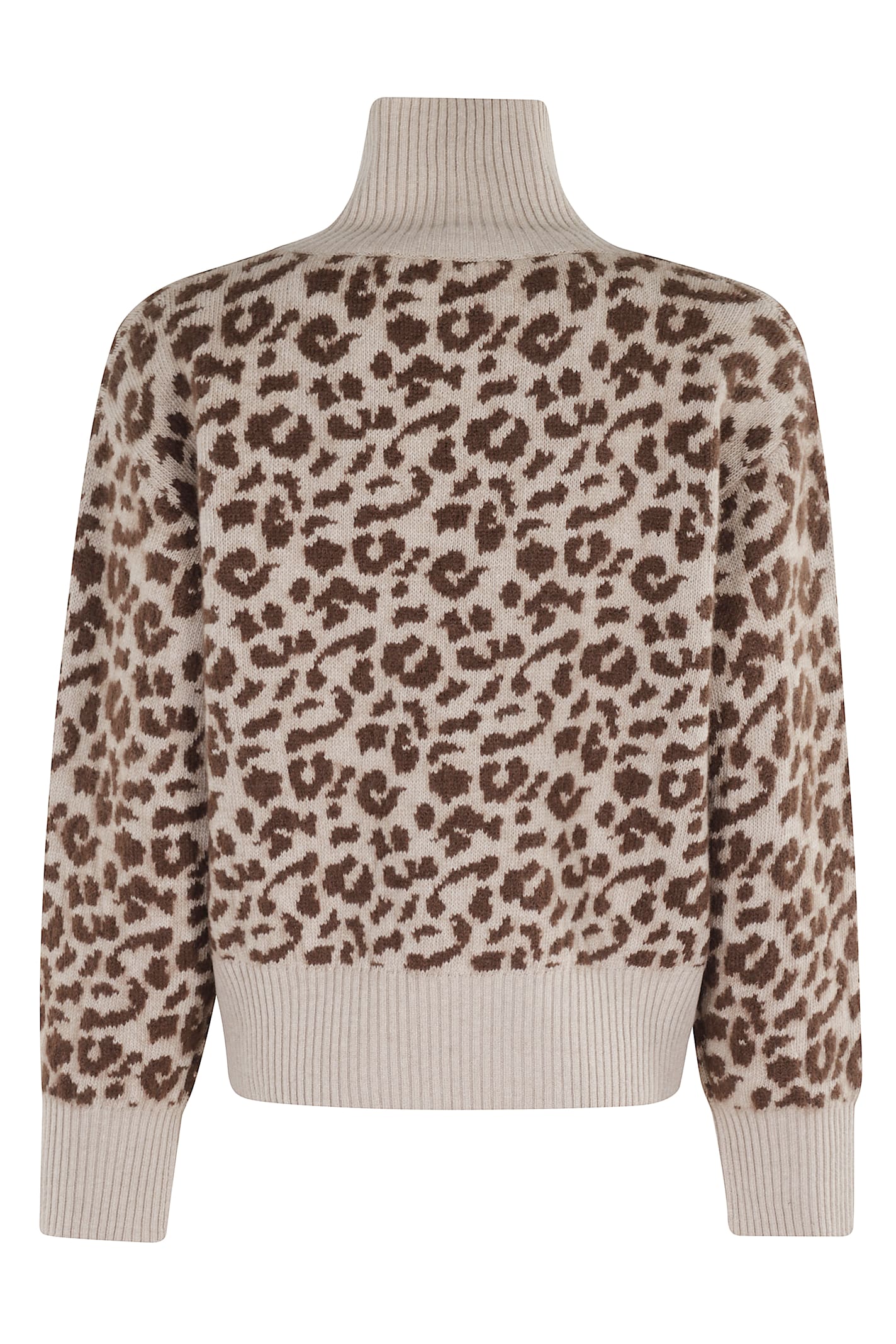 Federica Tosi Leopard-print High-neck Sweater In Brown