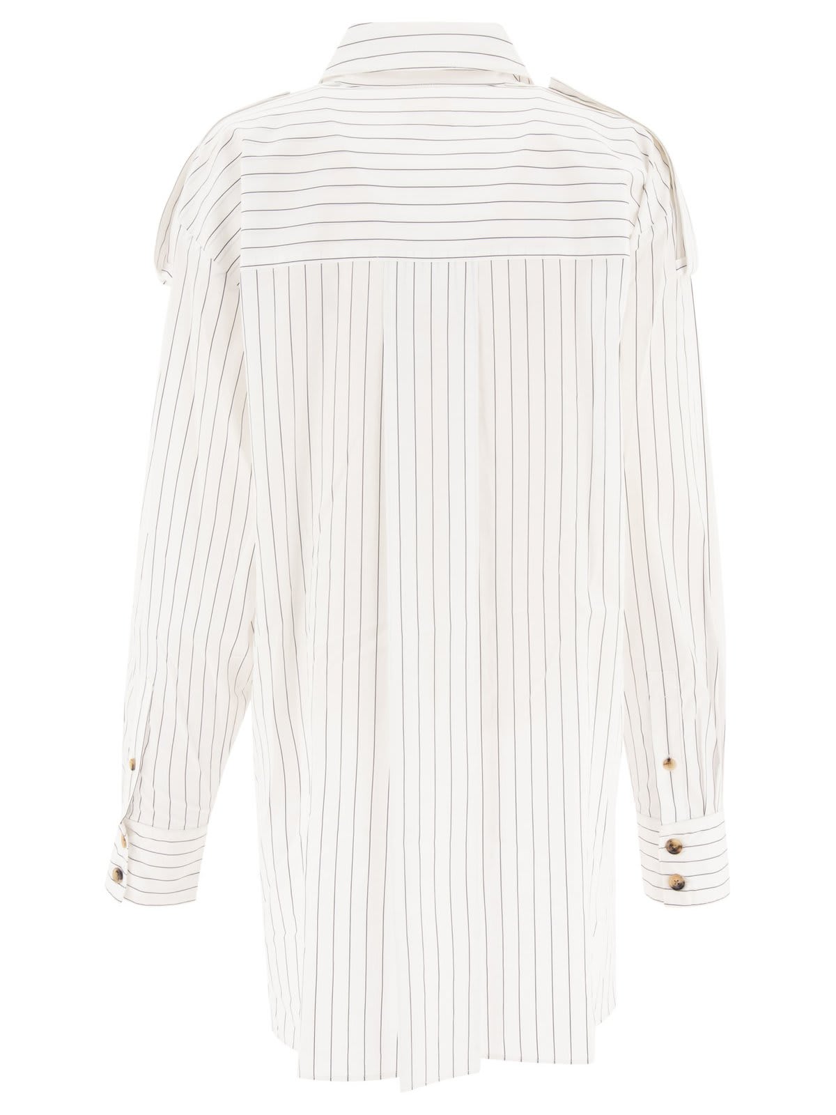 Shop Khaite The Tamal Striped Button-up Shirt In White/blue