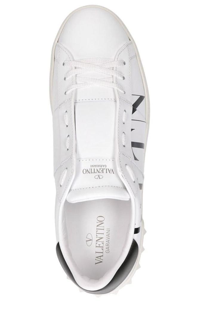 Shop Valentino Vltn Open Lace-up Sneakers In White