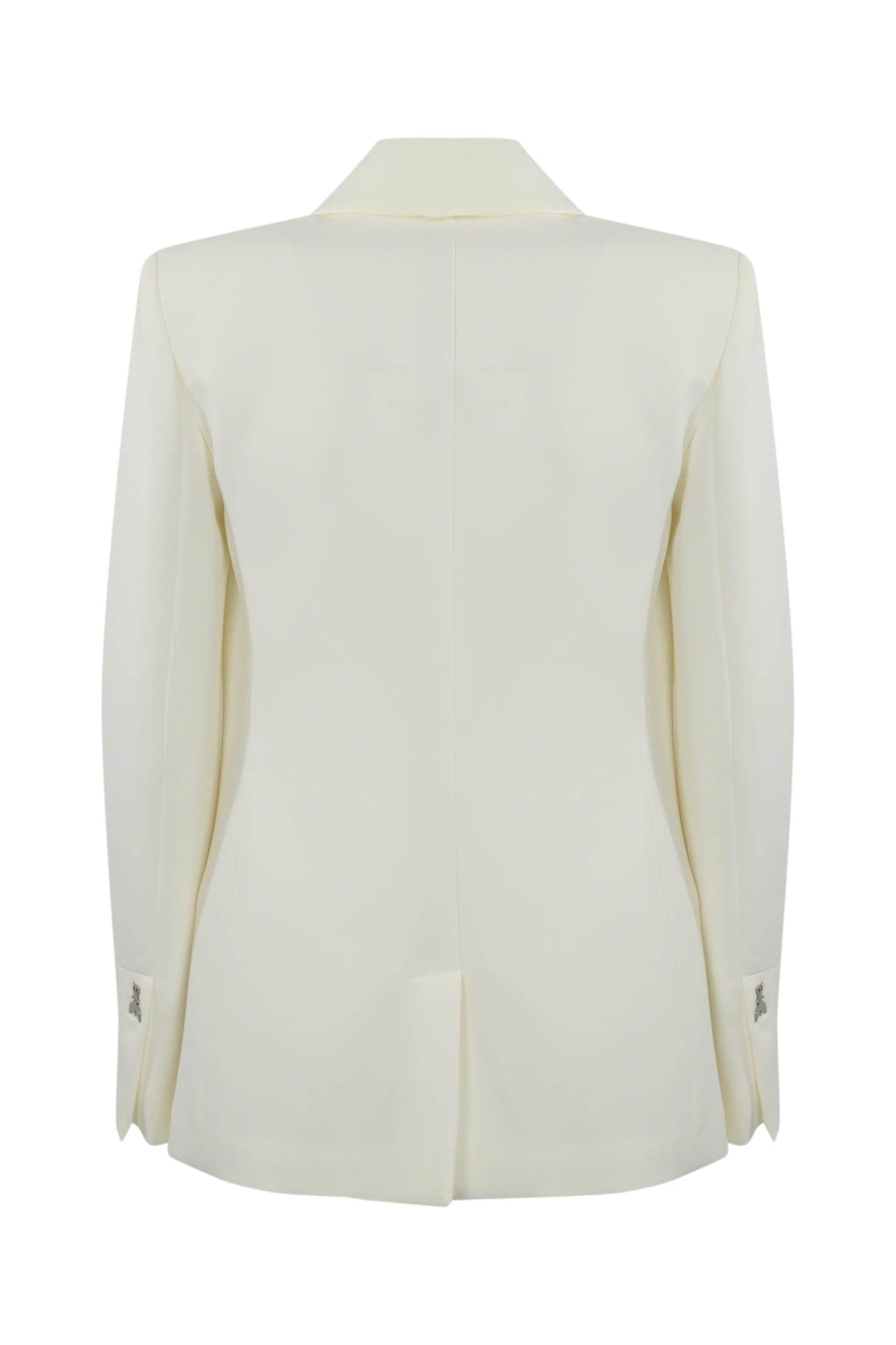 Patrizia Pepe Double-breasted Tuxedo Jacket In Bianco