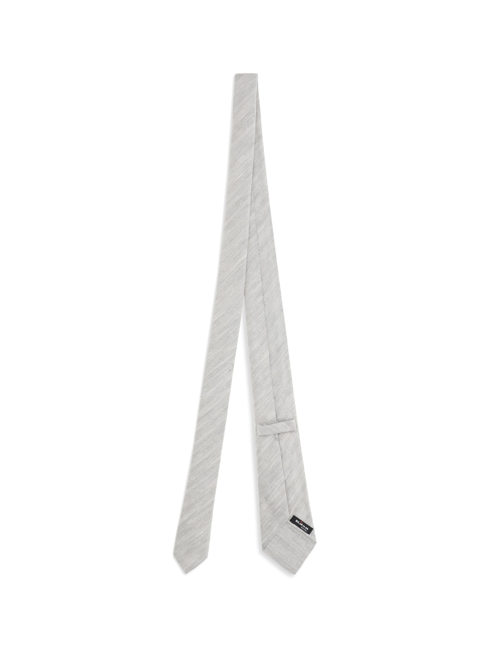 Kiton Floral Embroidery Tie In Gray