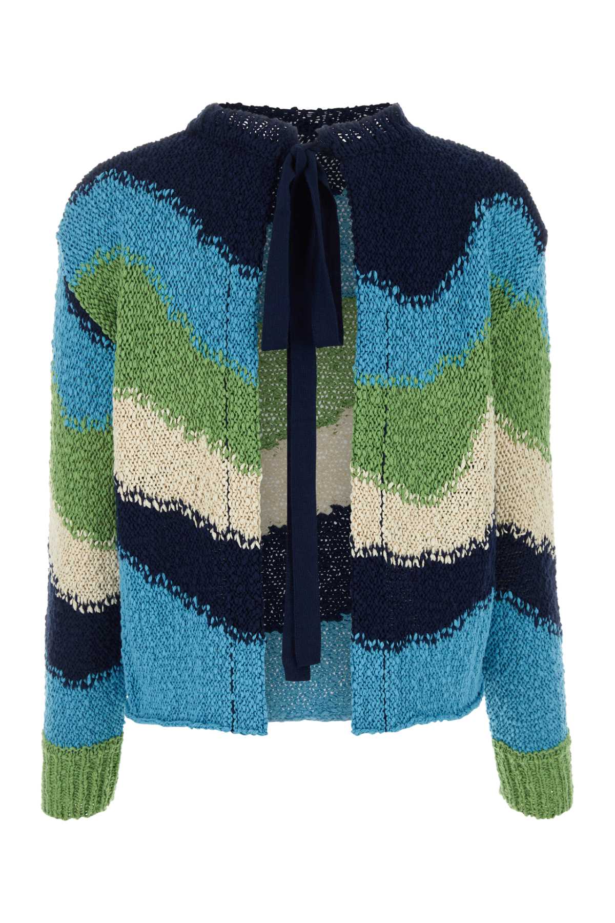 Marni Embroidered Cotton Sweater In Powderblue