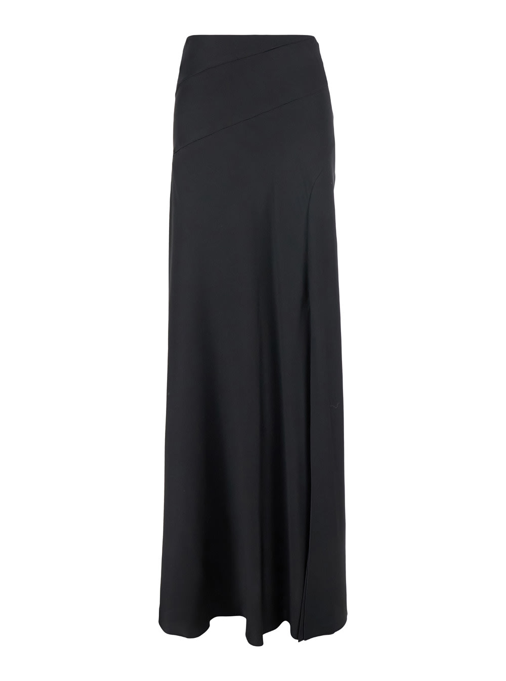 Shop Alberta Ferretti Long Relaxed Black Skirt In Silk Blend Woman