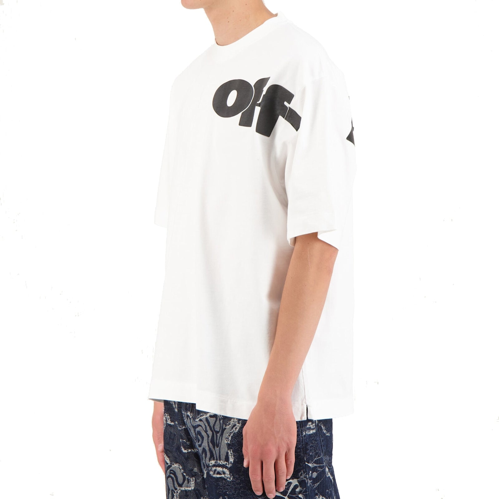 Off-white Crew Neck Shared Logo Cotton T-shirt With Print In White