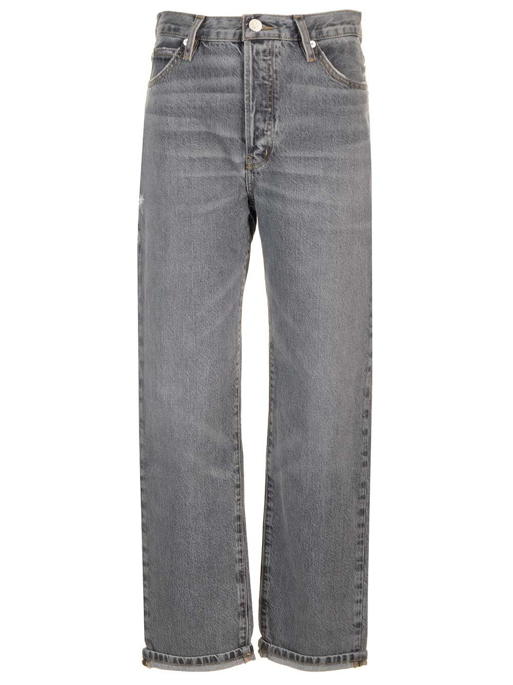 Shop Frame Le Mec Straight Leg Jeans In Grey