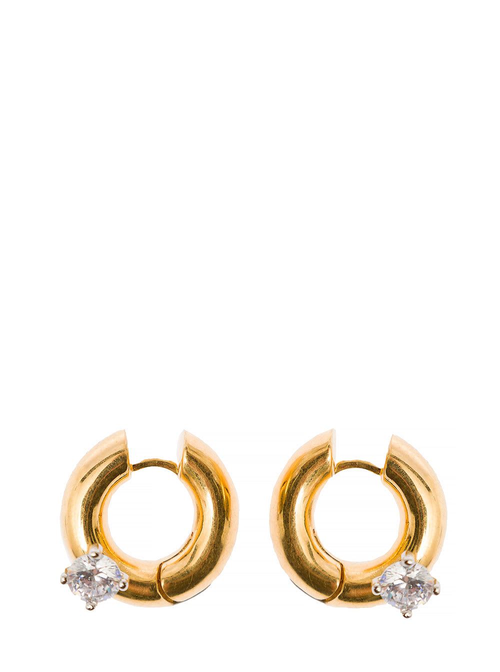 Gold Tone Hoops Earrings With Zircons In Gold Plated Brass Woman
