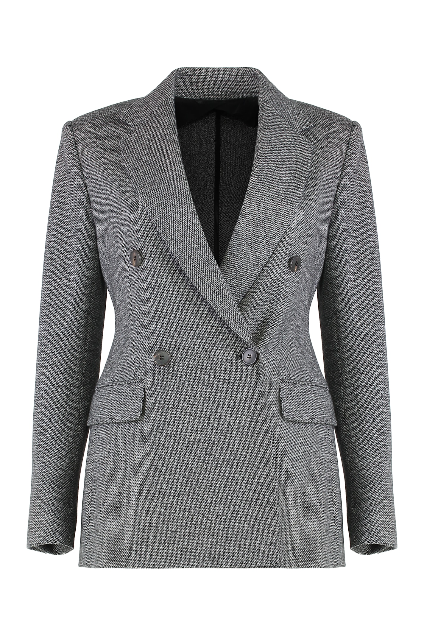 Max Mara Double-breasted Blazer In Jersey In Gray